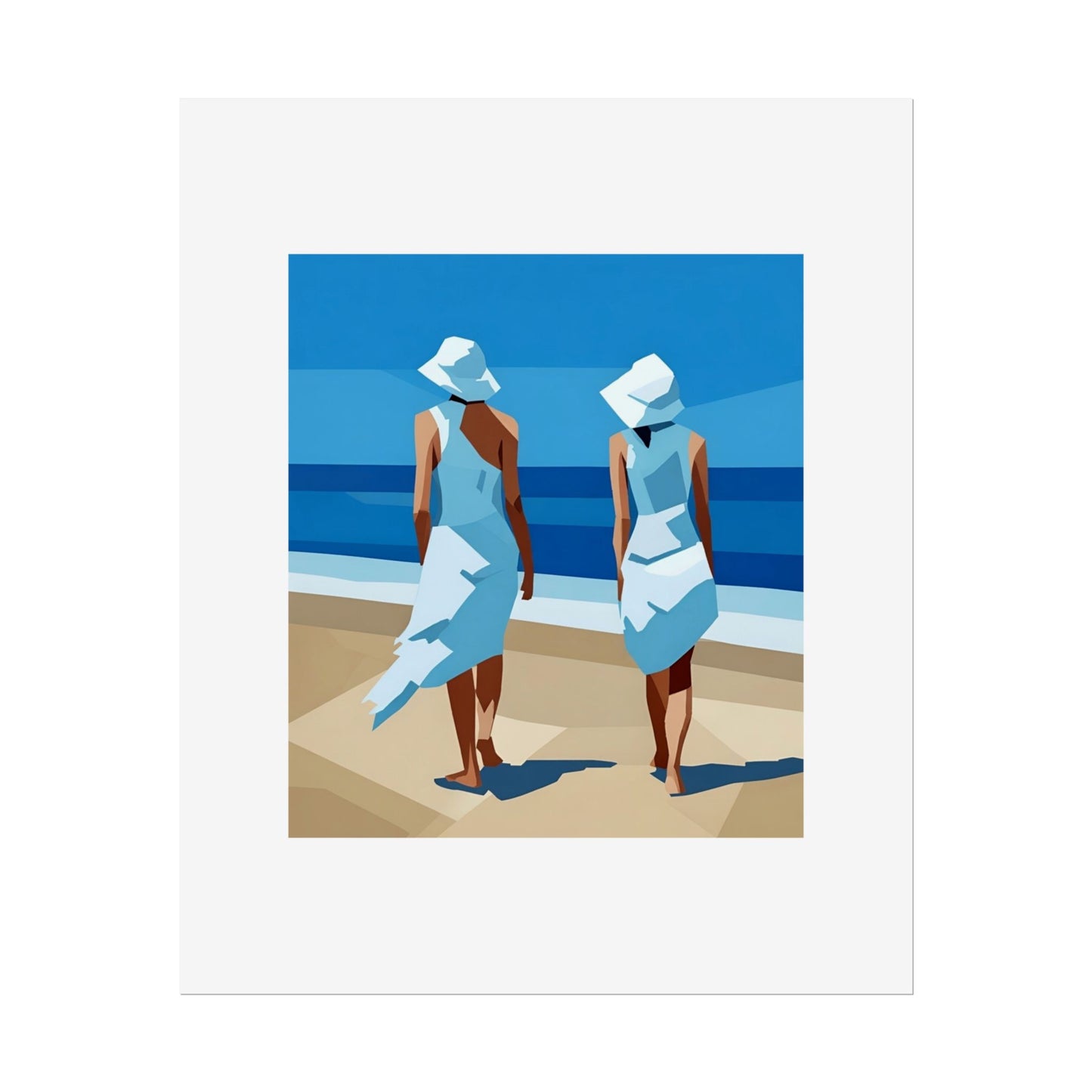 Beach Stroll Art Poster — Minimalist Coastal Print (Rolled Poster)