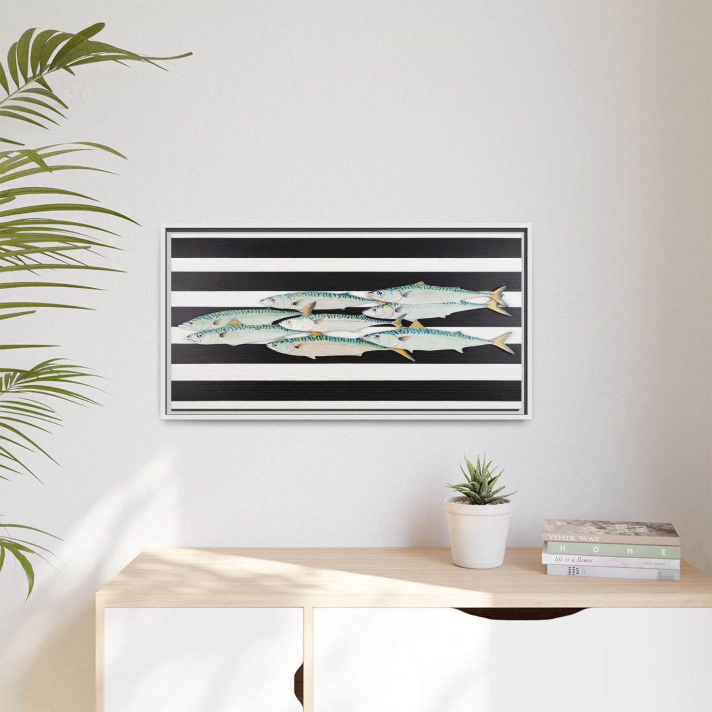 Striped Mackerel Canvas Print — Framed Matte Fish Wall Art