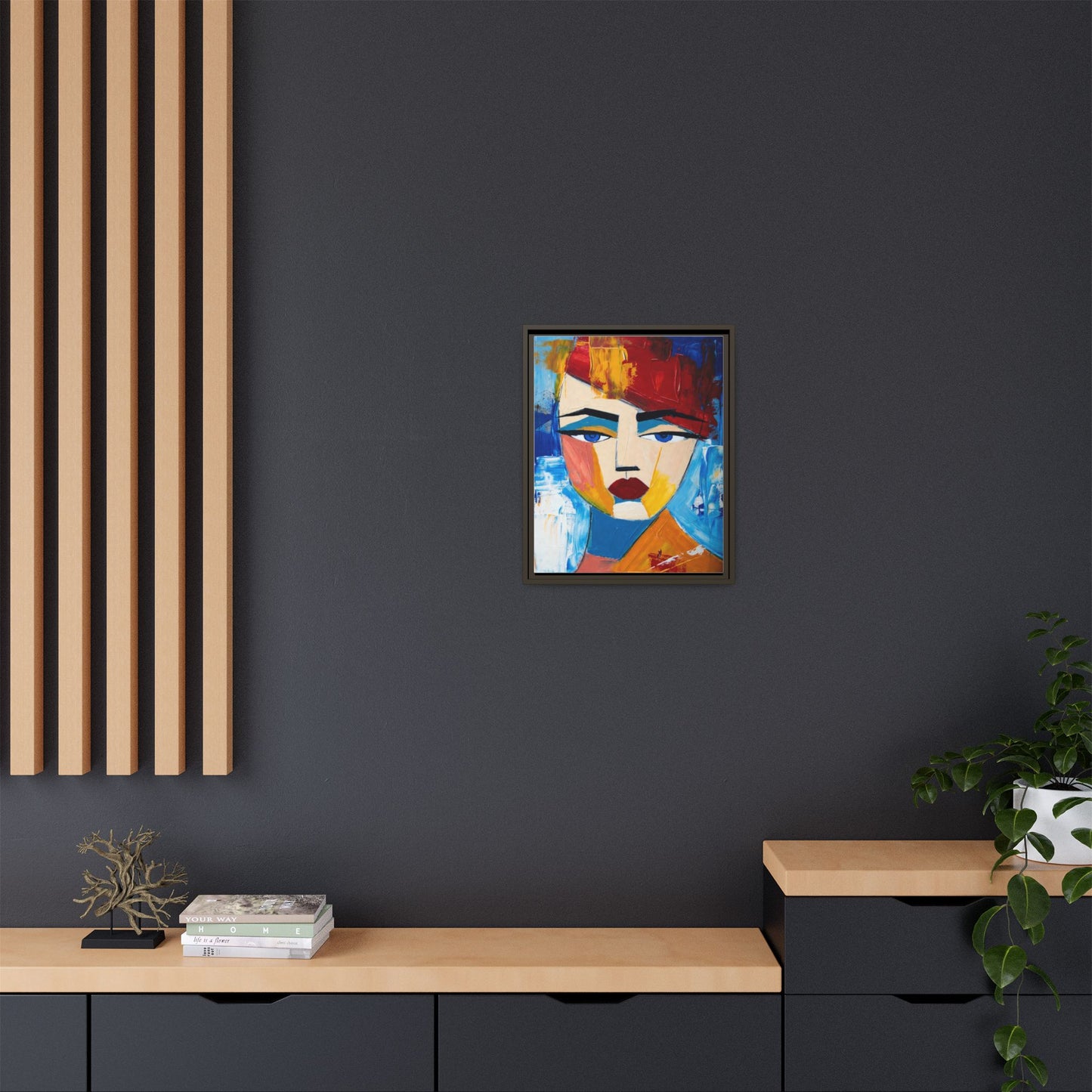 Abstract Colorful Portrait Framed Canvas Art