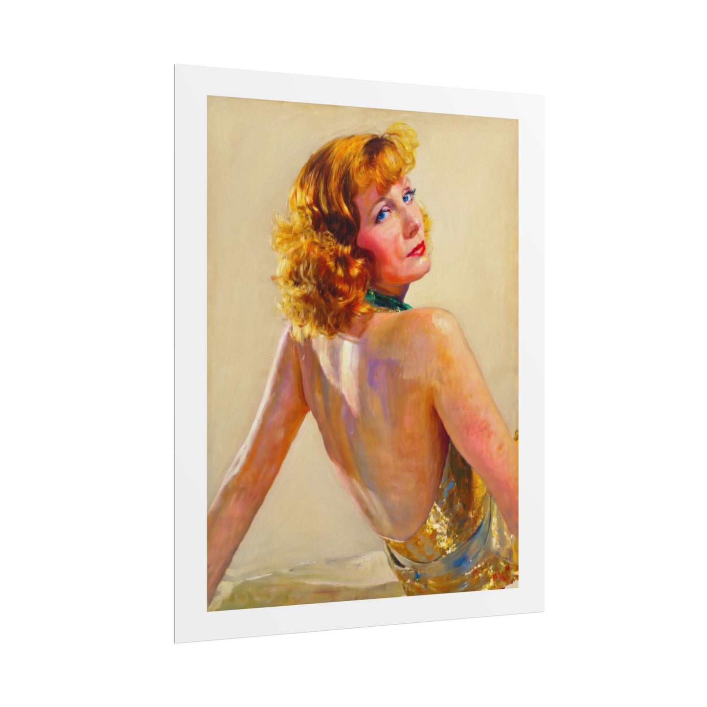 Vintage Pin-Up Art Poster - Glamorous Back-View Portrait Rolled Art Print