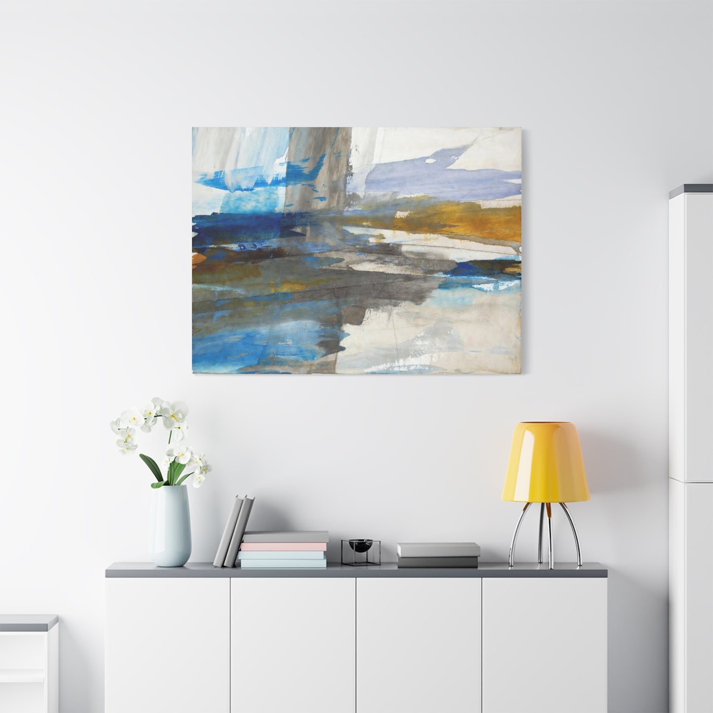 Abstract Coastal Blue Matte Canvas Print — Stretched 1.25" Wall Art