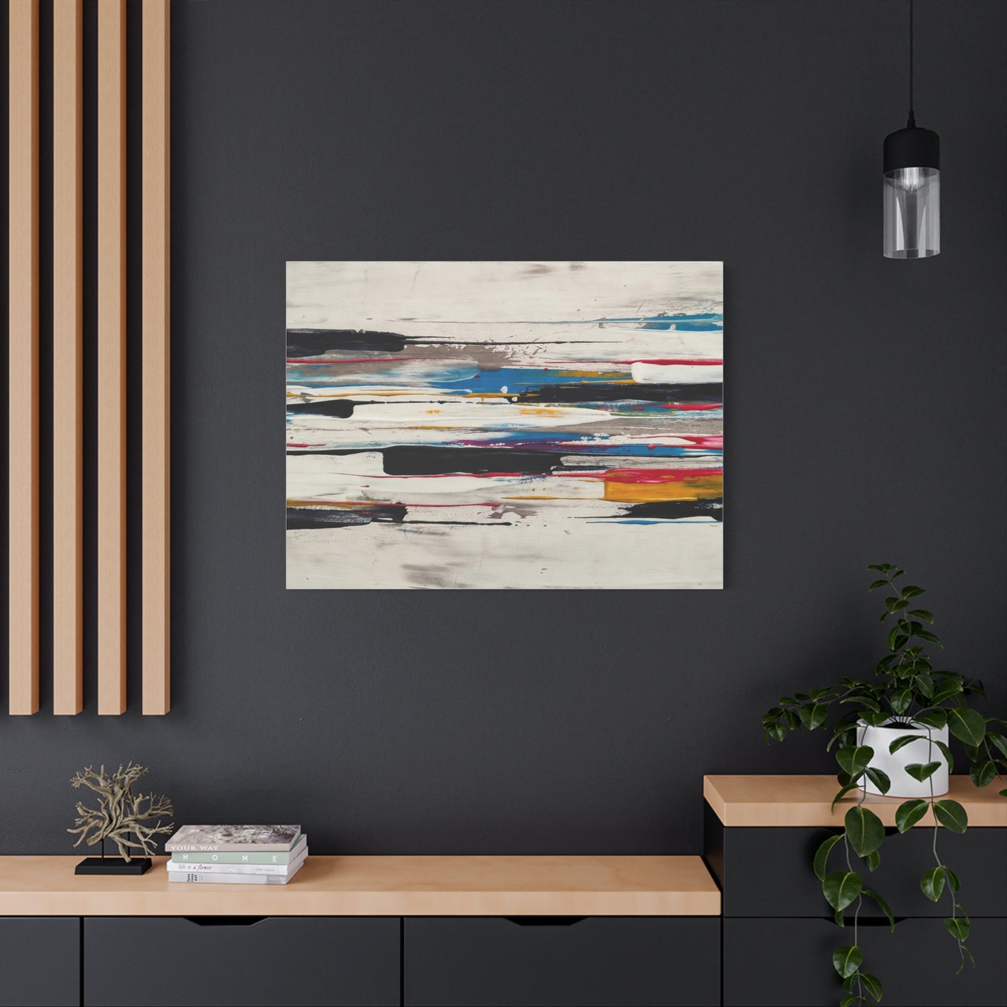 Abstract Color Streaks Matte Canvas Print — Modern Horizontal Wall Art