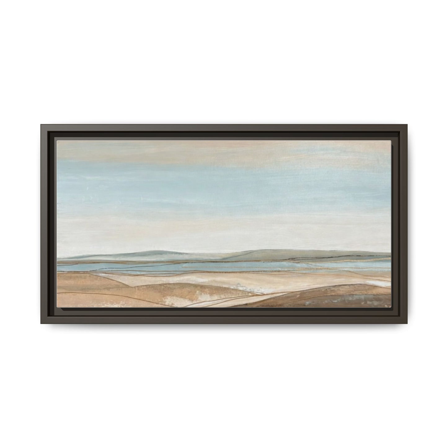 Framed Abstract Landscape Matte Canvas — Serene Coastal Horizon Wall Art
