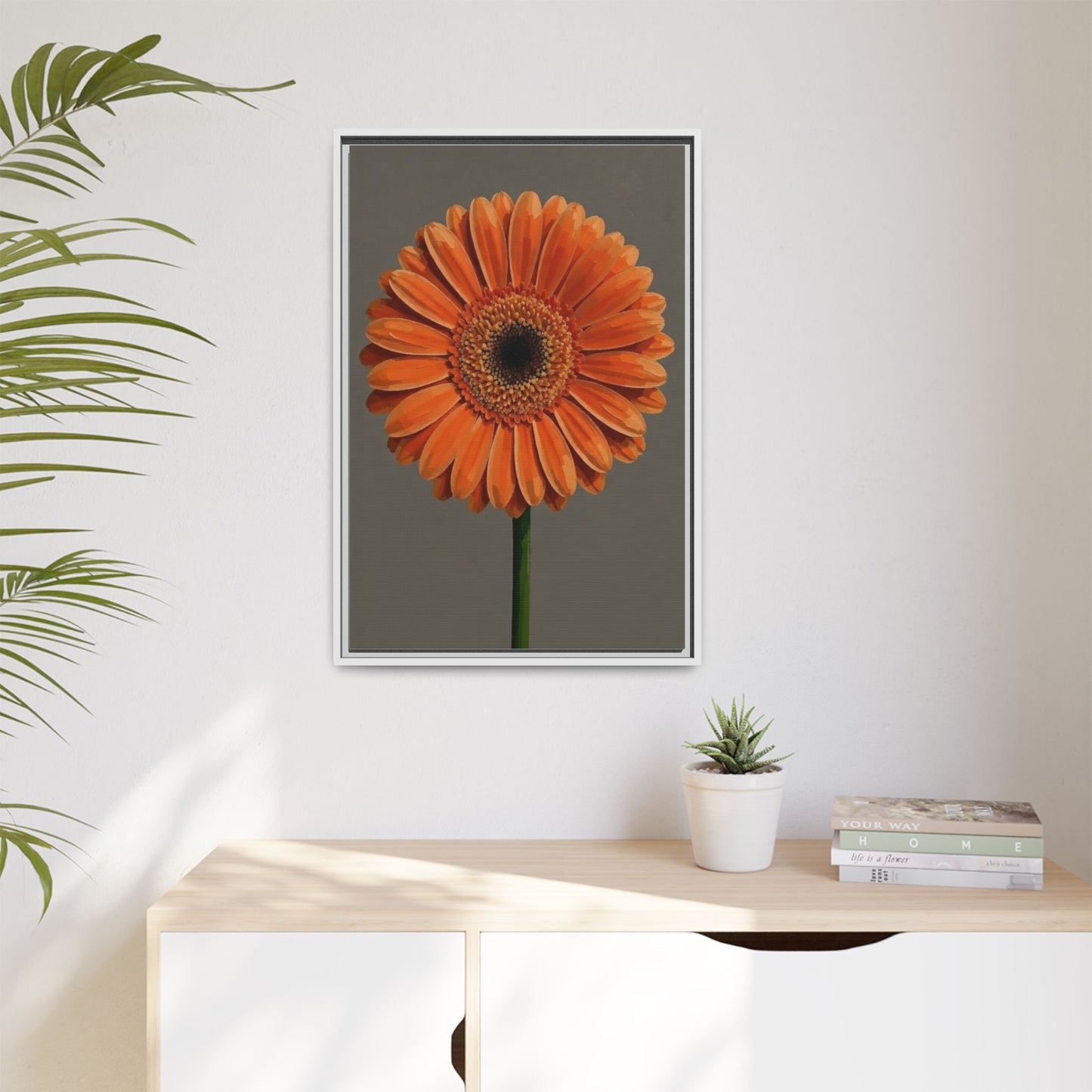 Orange Gerbera Daisy Matte Canvas Print (Framed)