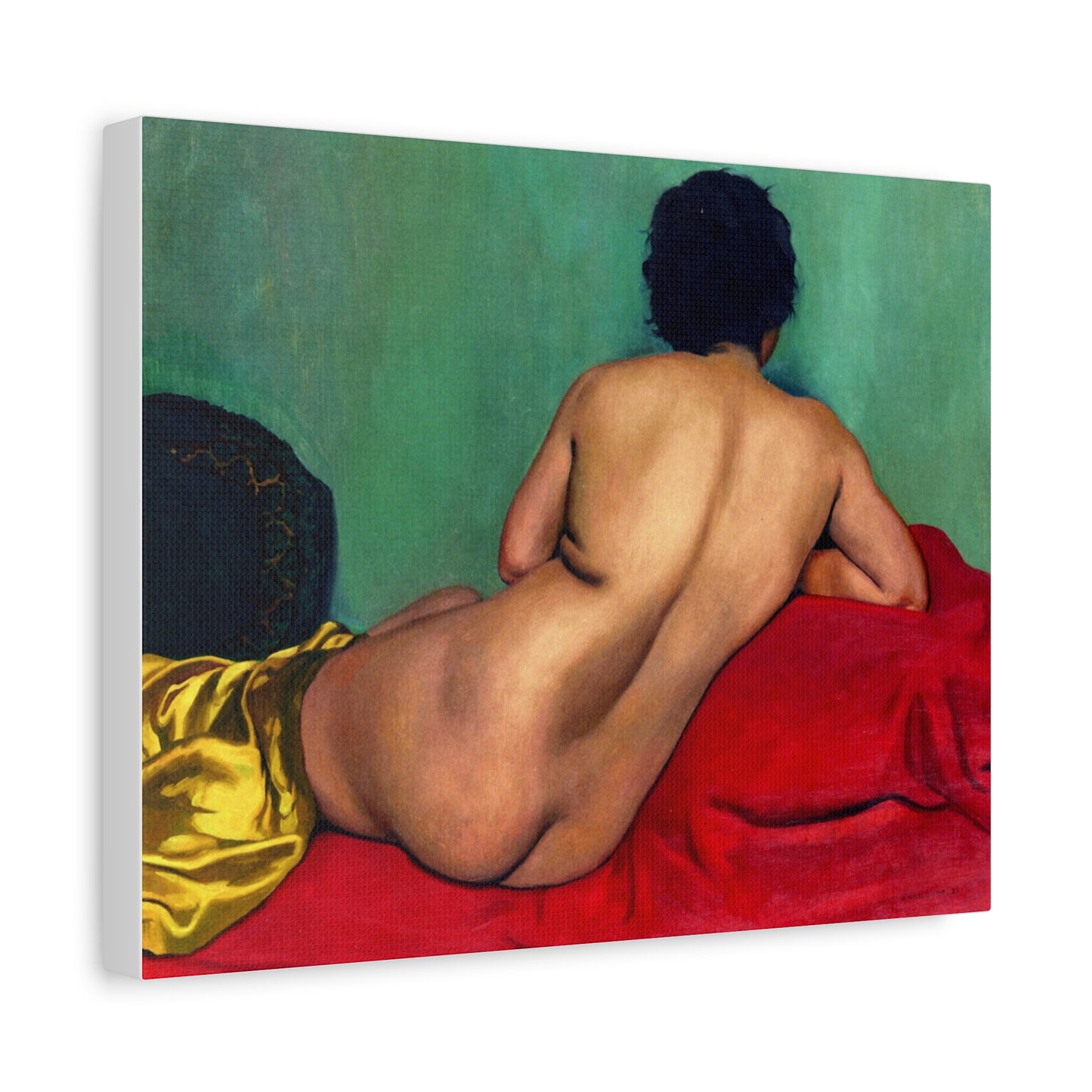 Nu de dos sur un canapé rouge by Félix Vallotton Matte Canvas Wall Art Print