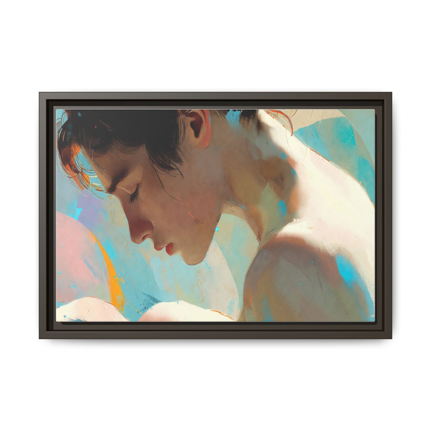 Framed Matte Canvas Print — Dreamy Portrait Art (Multi‑Color)