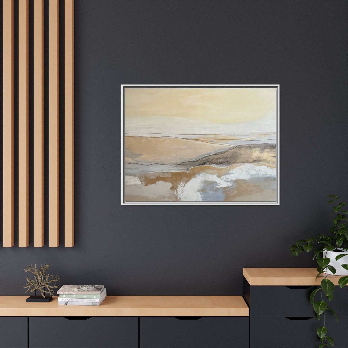 Framed Abstract Coastal Landscape Matte Canvas Wall Art