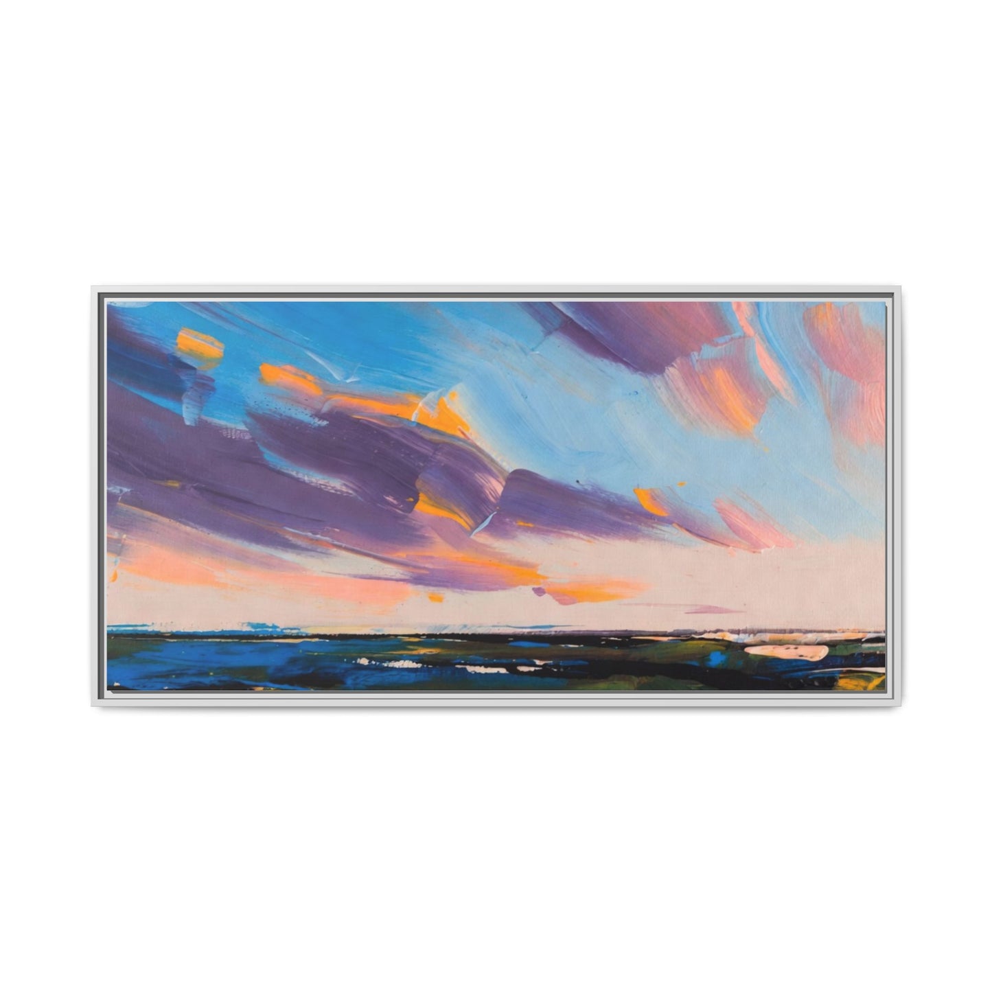 Framed Matte Canvas Abstract Seascape Sunset Art Print