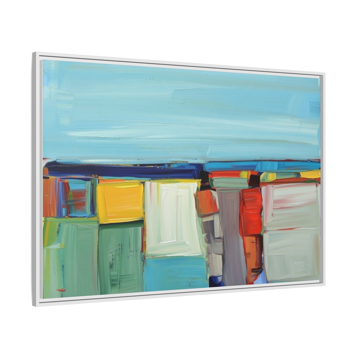 Abstract Coastal Blocks Matte Canvas Print (Framed)