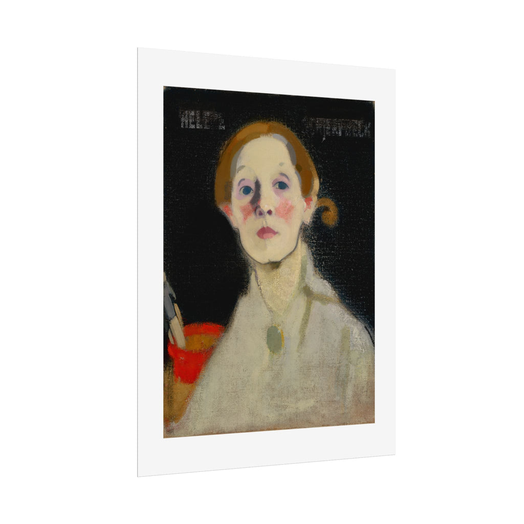 Self-Portrait Black Background by Helene Schjerfbeck Wall Art Print