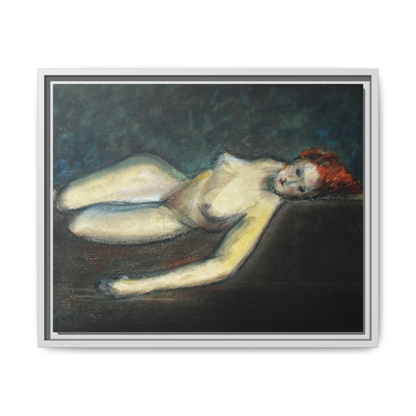 Lying nude by Paul Gosselin Framed Matte Canvas Wall Art Print