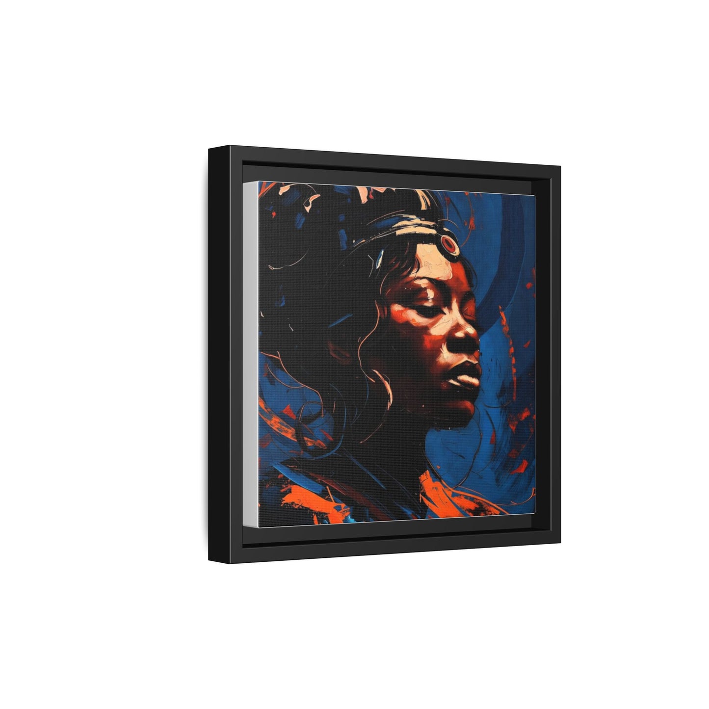Framed Matte Canvas Art - Vibrant Portrait of a Black Woman (Multi-Color)