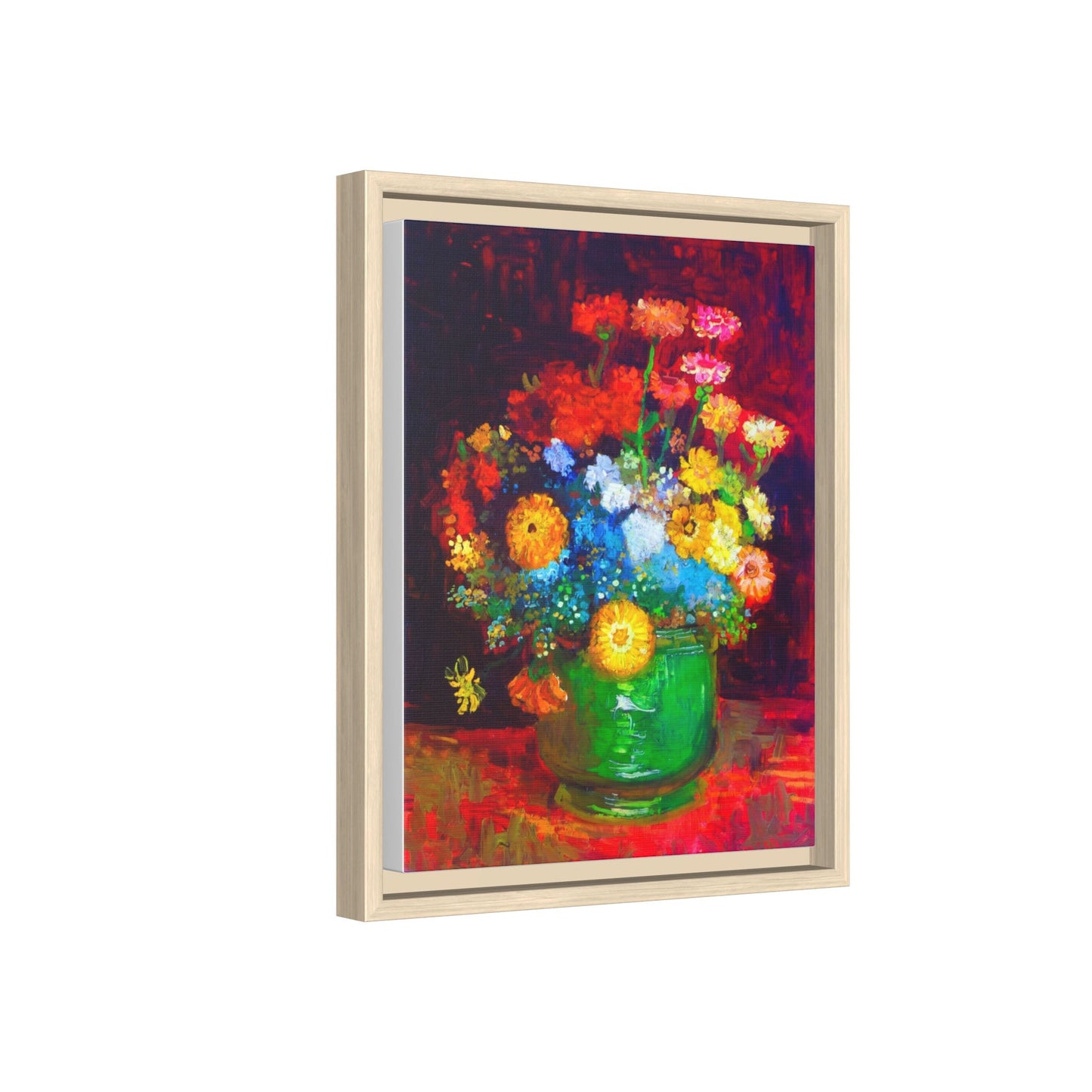 Framed Floral Canvas Print — Colorful Bouquet Wall Art