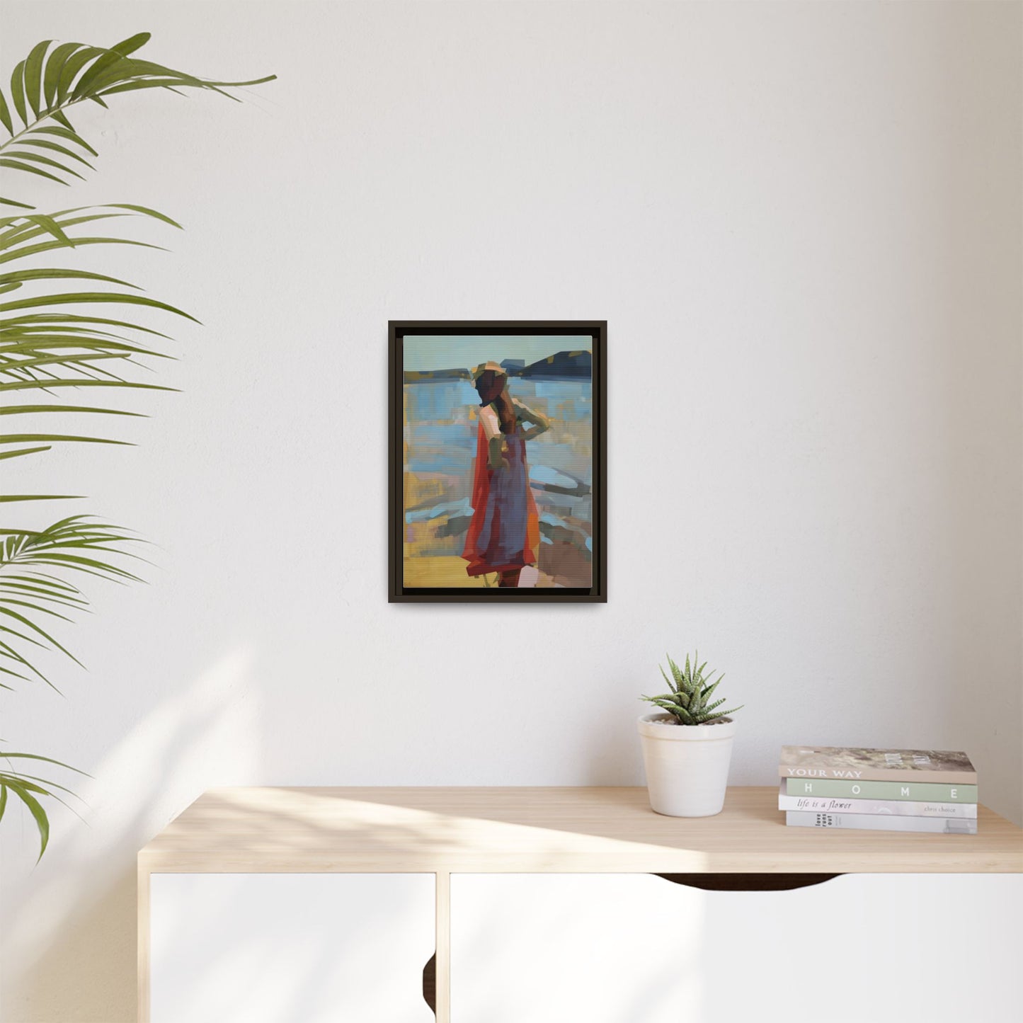 Framed Matte Canvas Print — Coastal Woman Abstract Art
