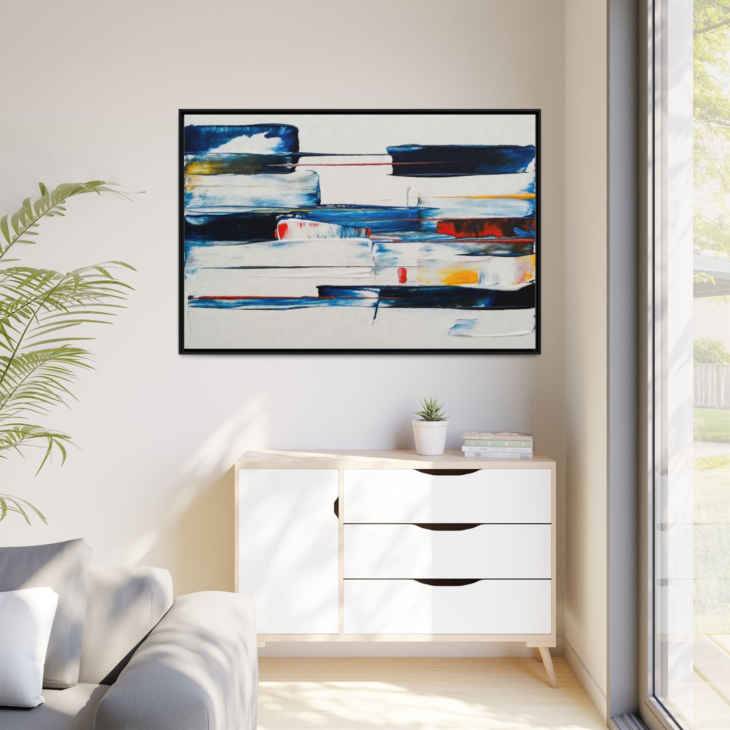 Abstract Coastal Brushstrokes Framed Canvas Print