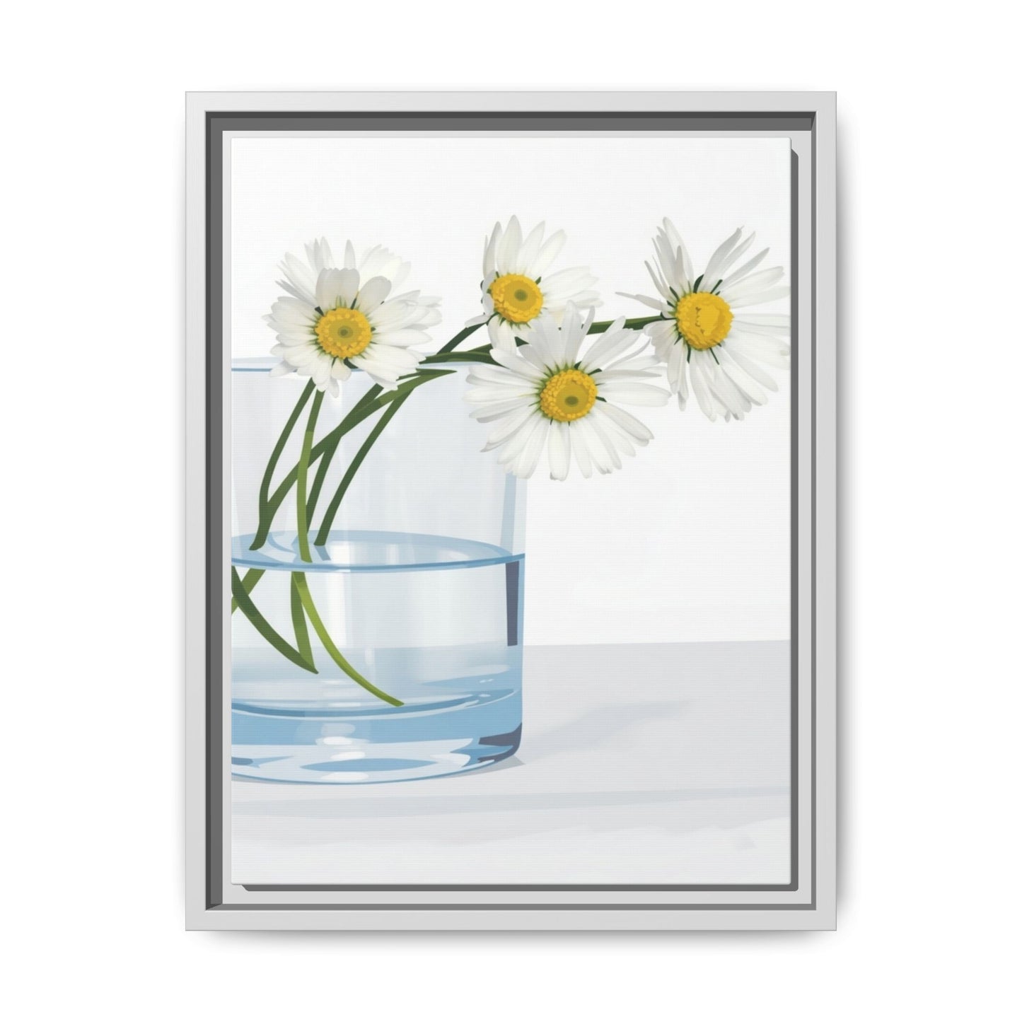 Framed Daisy Canvas Print — Minimal Botanical Wall Art
