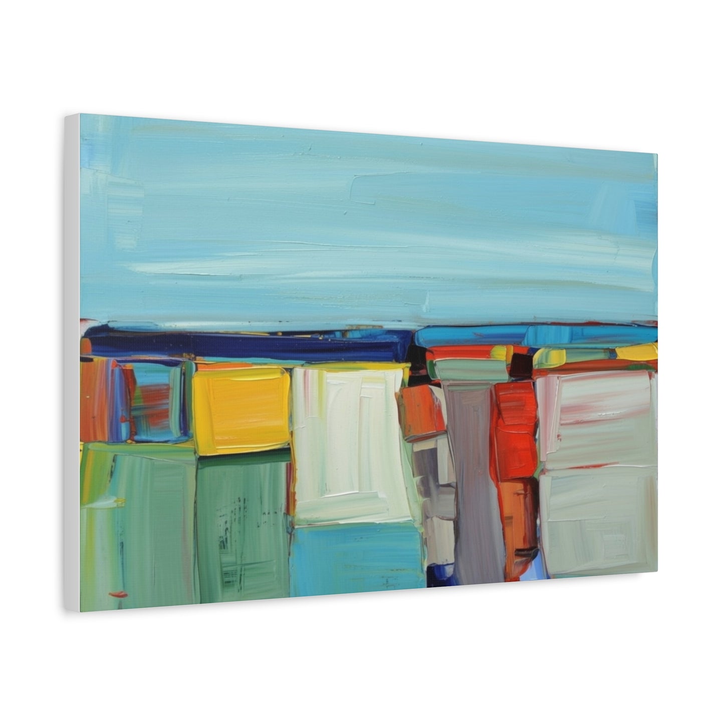Abstract Coastal Landscape Canvas Print — Colorful Modern Seascape Wall Art