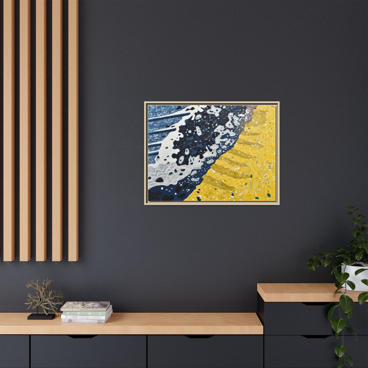 Framed Abstract Ocean & Sand Matte Canvas Print