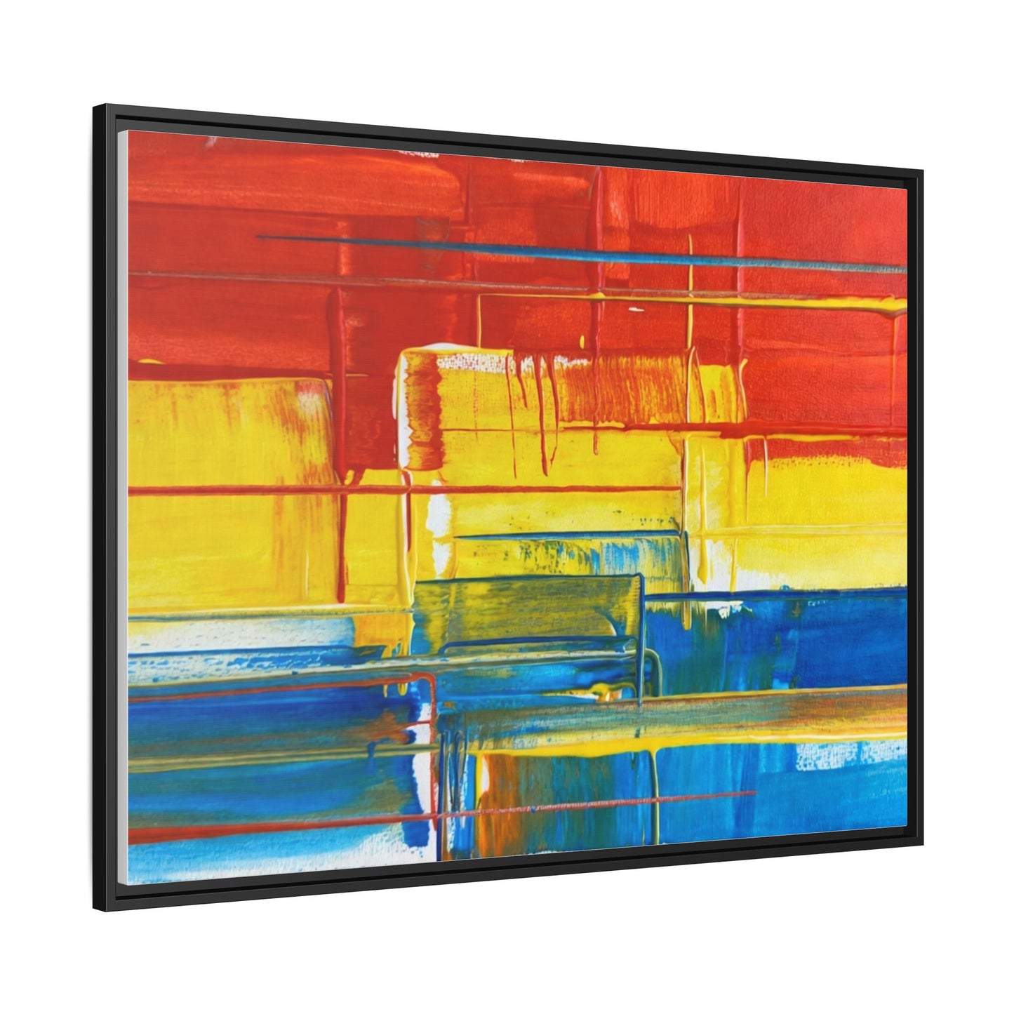 Abstract Multi-Color Framed Canvas Art — Modern Geometric Wall Decor