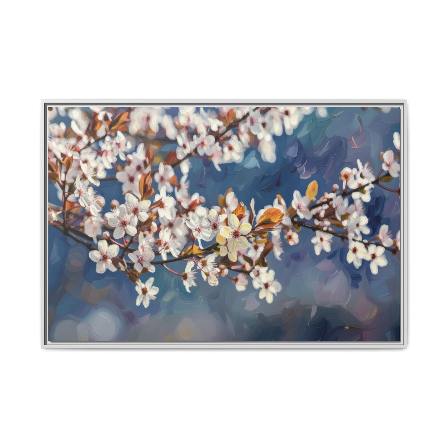 Framed Matte Canvas Print — Cherry Blossom Branch Wall Art