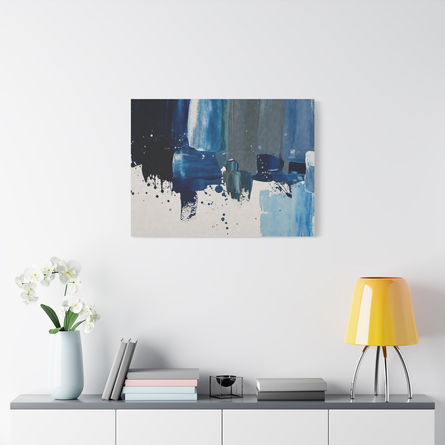 Blue Abstract Canvas Wall Art – Modern Matte Stretched Canvas