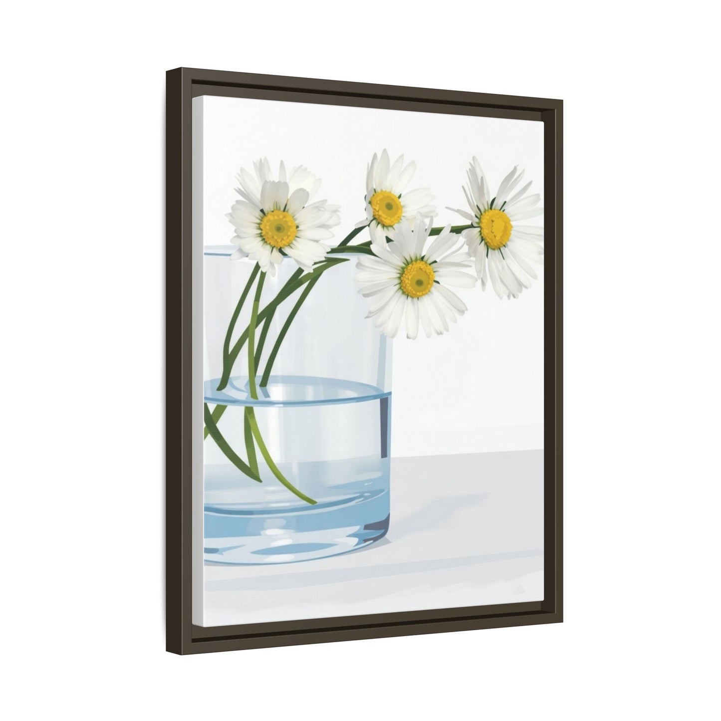 Framed Daisy Canvas Print — Minimal Botanical Wall Art