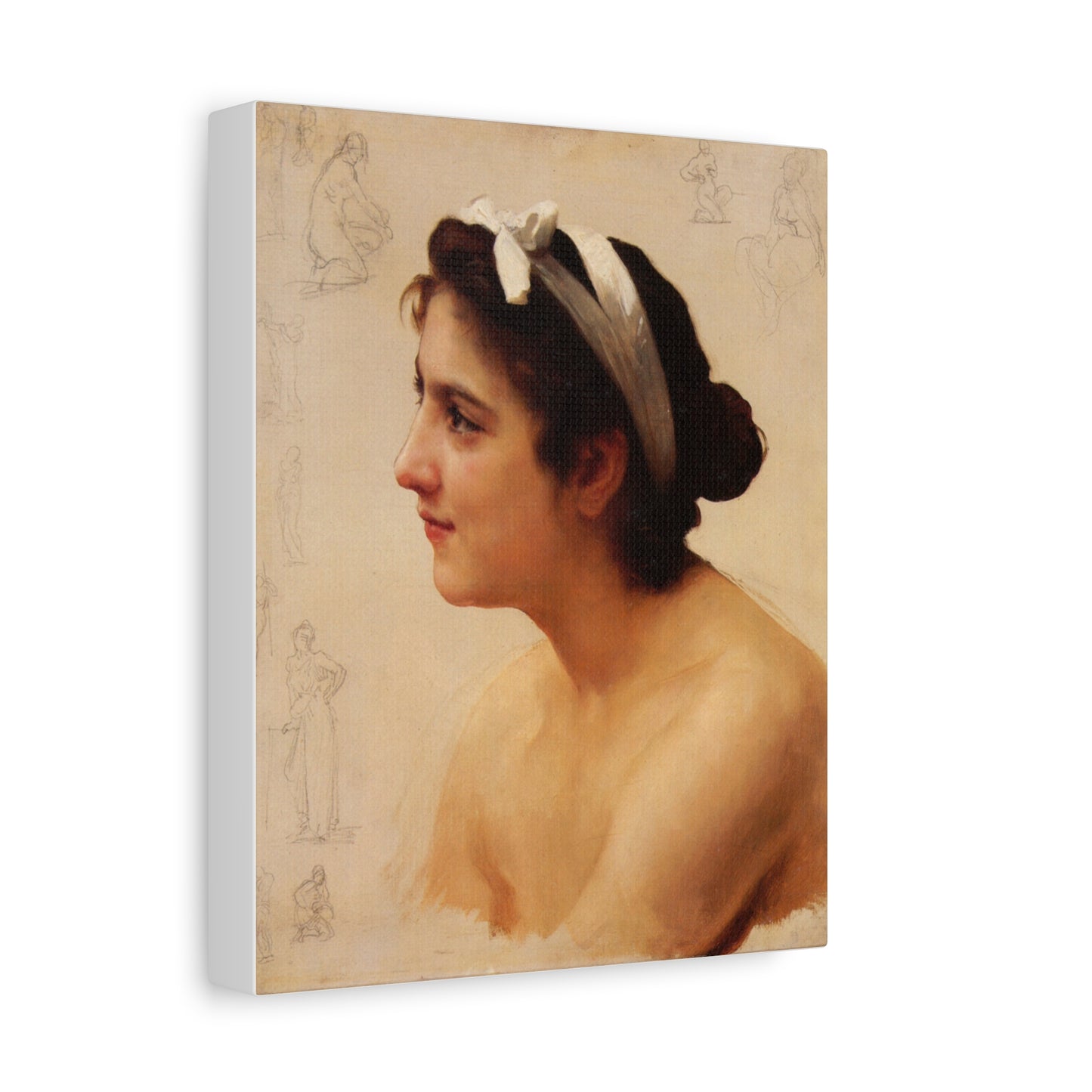 Study Of A Woman For Offering To Love by William Adolphe Bouguereau Canvas Print Matte Stretched