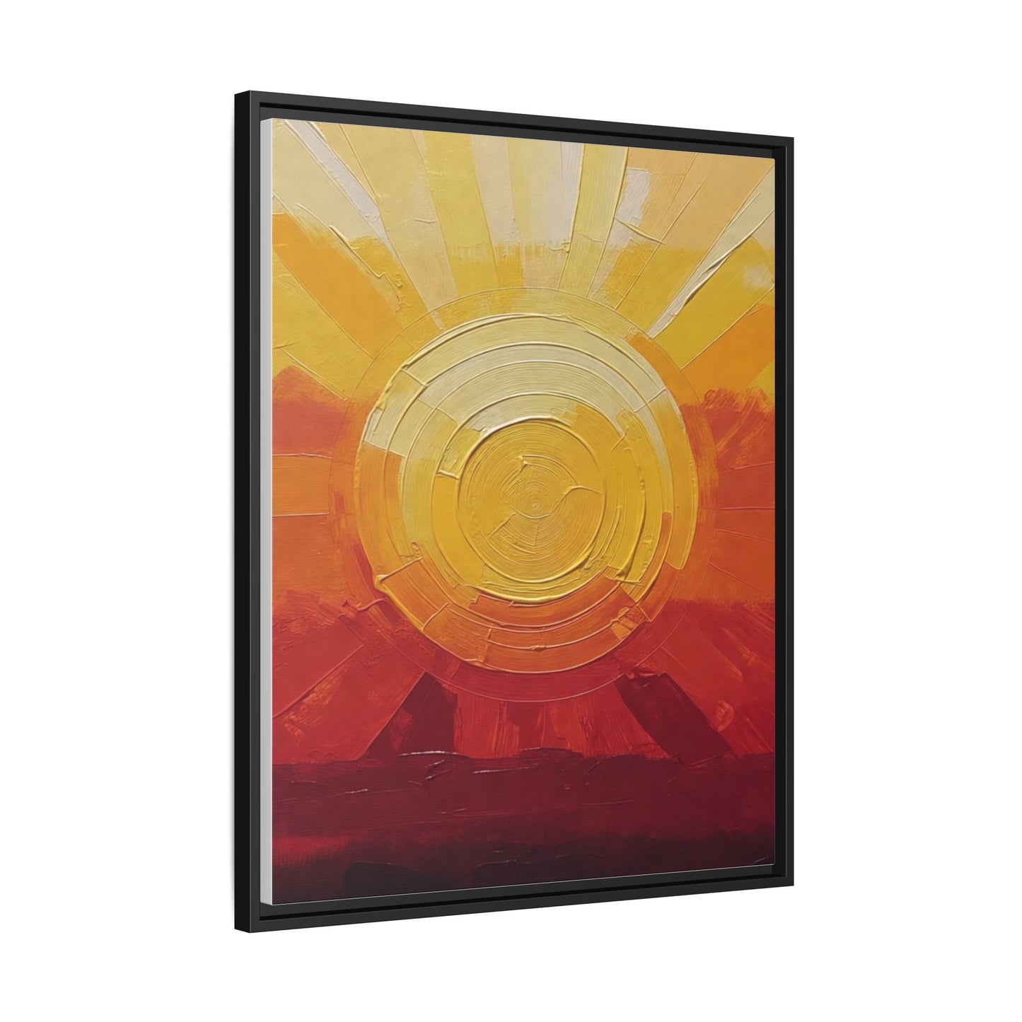 Sunburst Abstract Framed Canvas Art — Matte Multi‑Color Wall Print