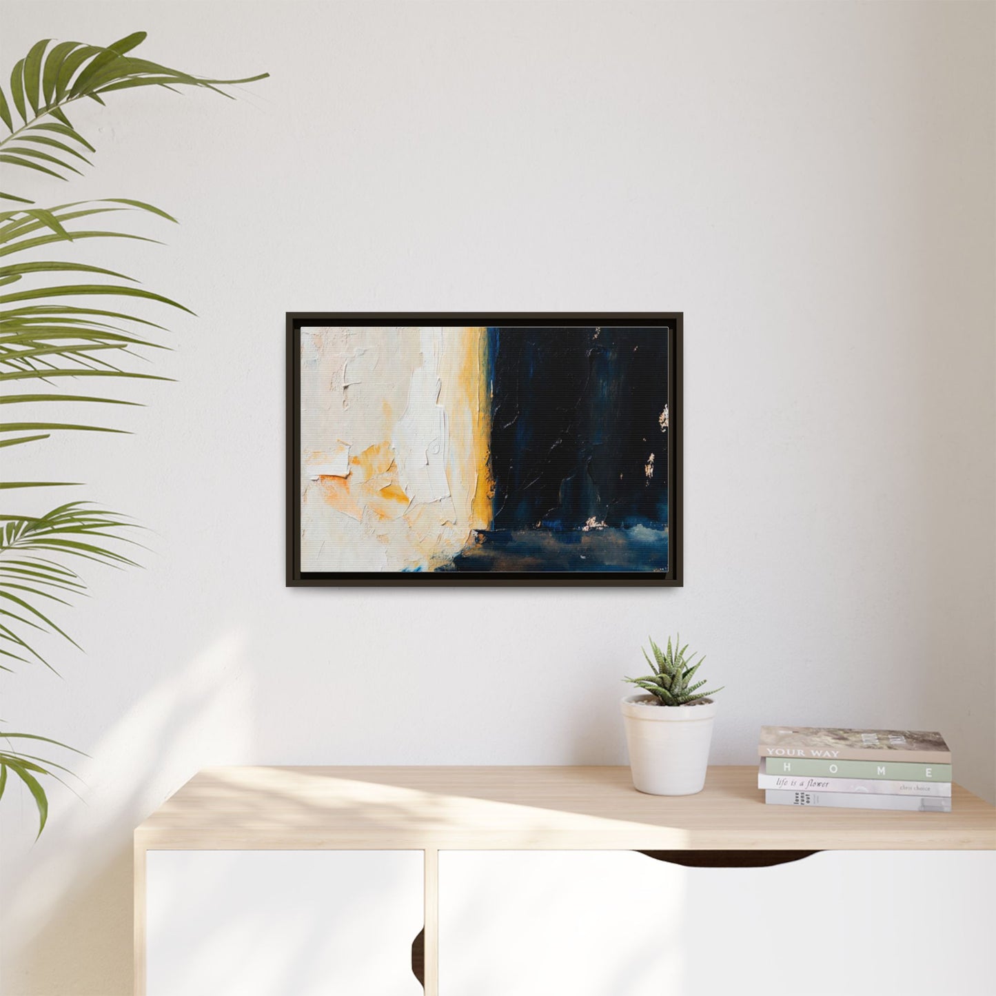 Abstract Coastal Texture Framed Canvas Art — Matte Multi-Color Wall Print