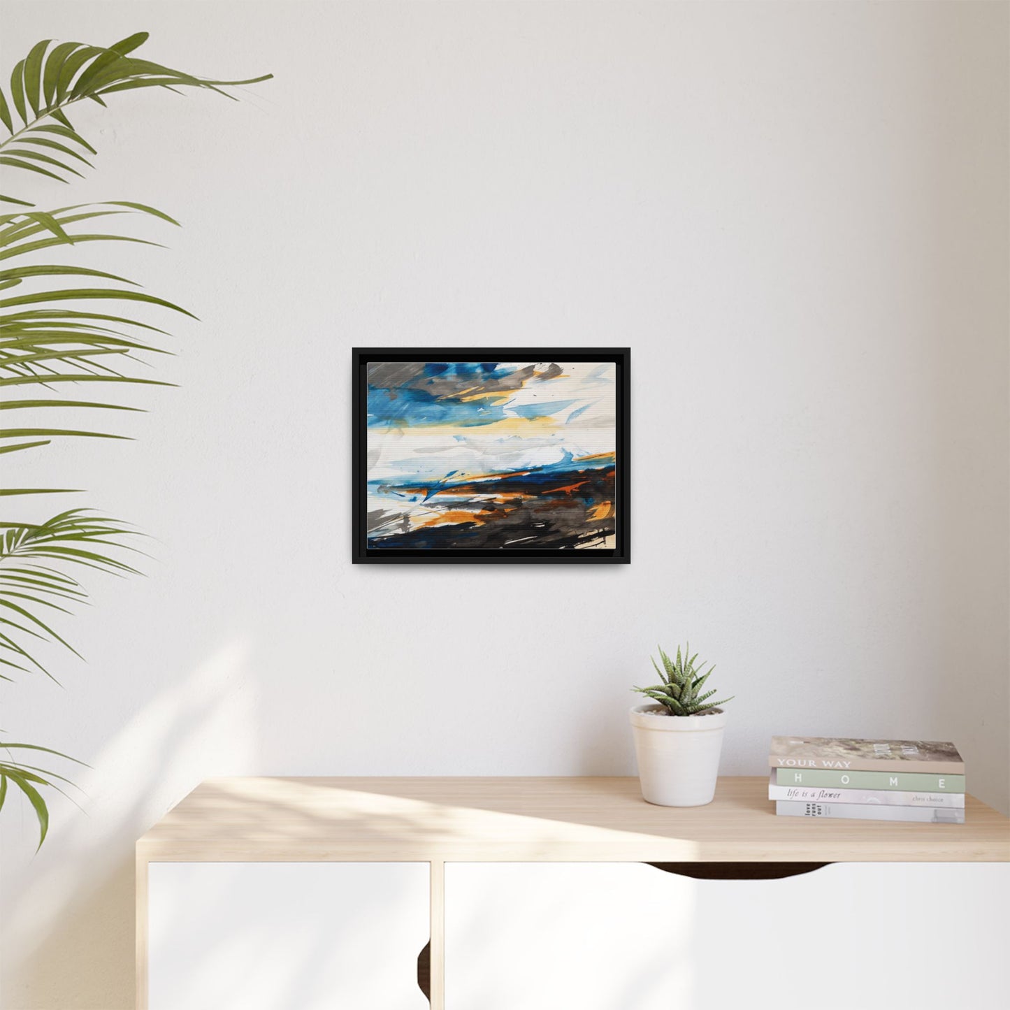Abstract Coastal Waves Matte Canvas Framed Wall Art