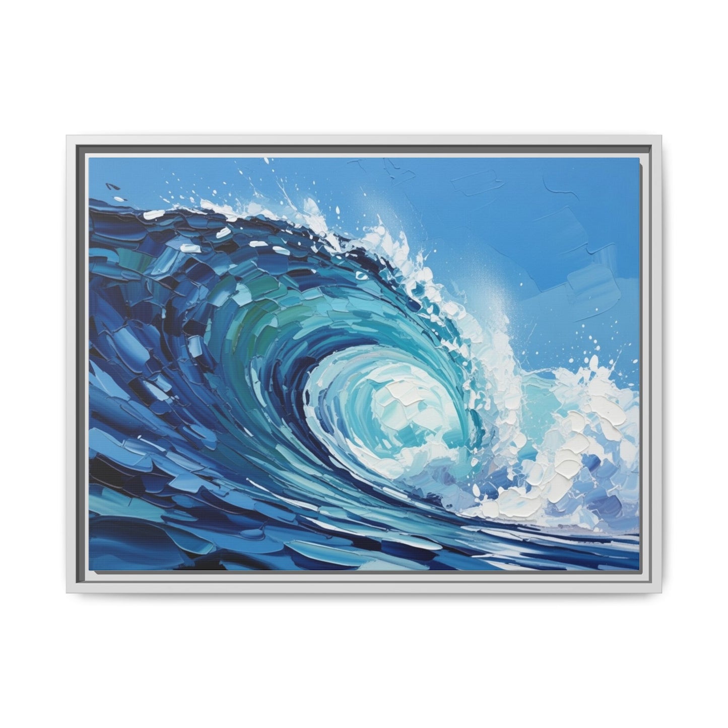 Framed Matte Canvas Wave Art — Blue Ocean Surf Wall Decor