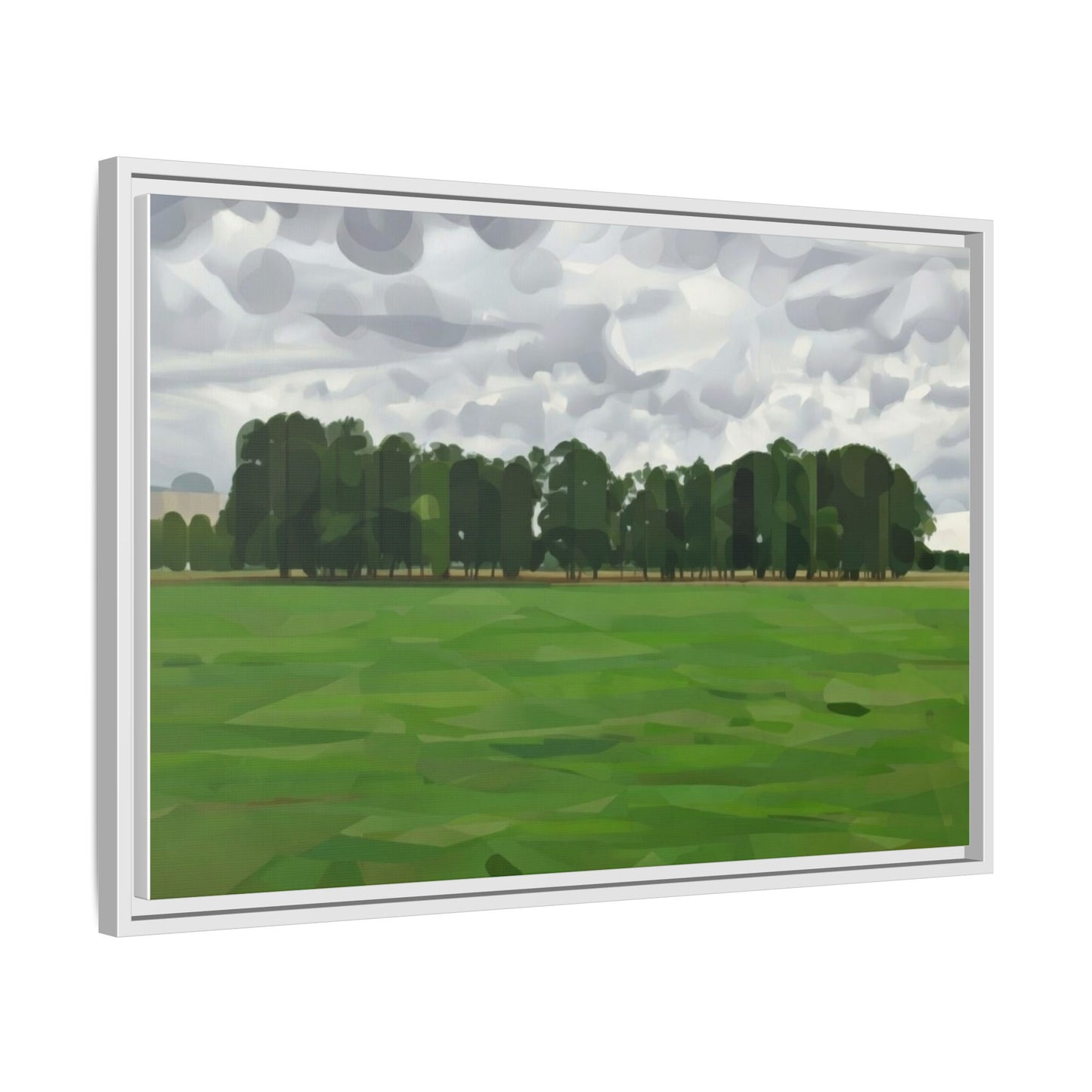 Framed Matte Canvas Print — Minimalist Green Landscape Art