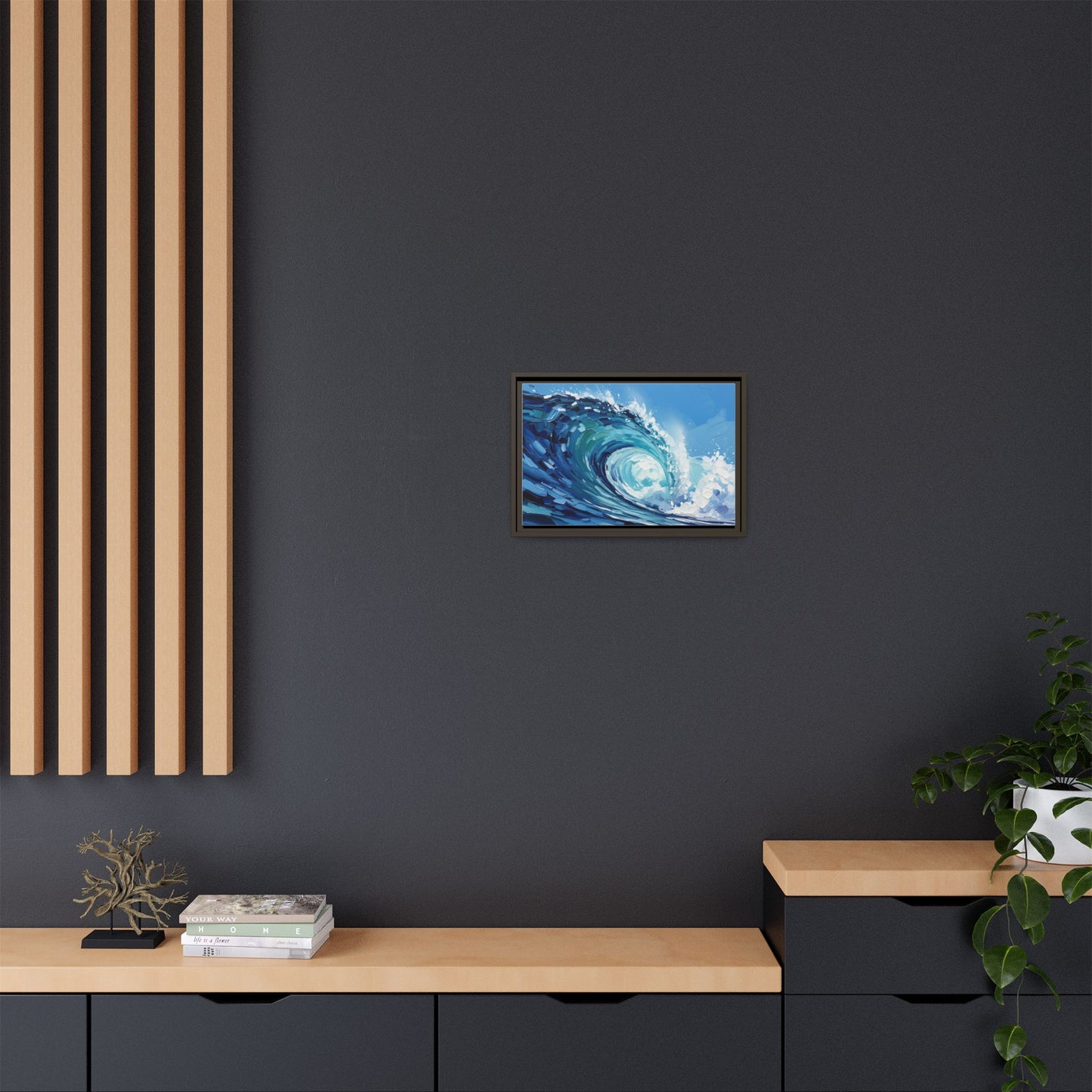 Framed Matte Canvas Wave Art — Blue Ocean Surf Wall Decor