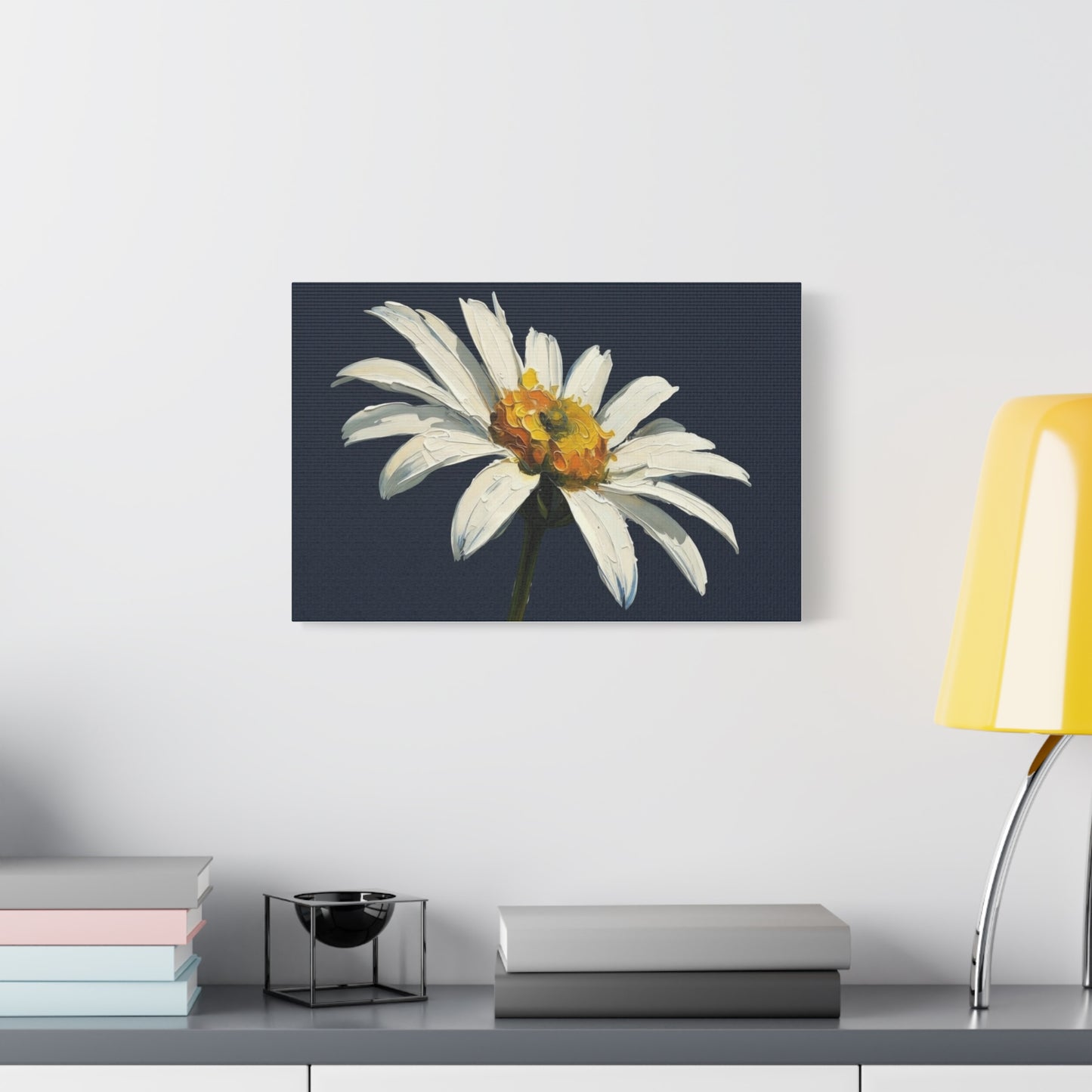Daisy Oil-Paint Canvas Wall Art — Stretched Matte Floral Print