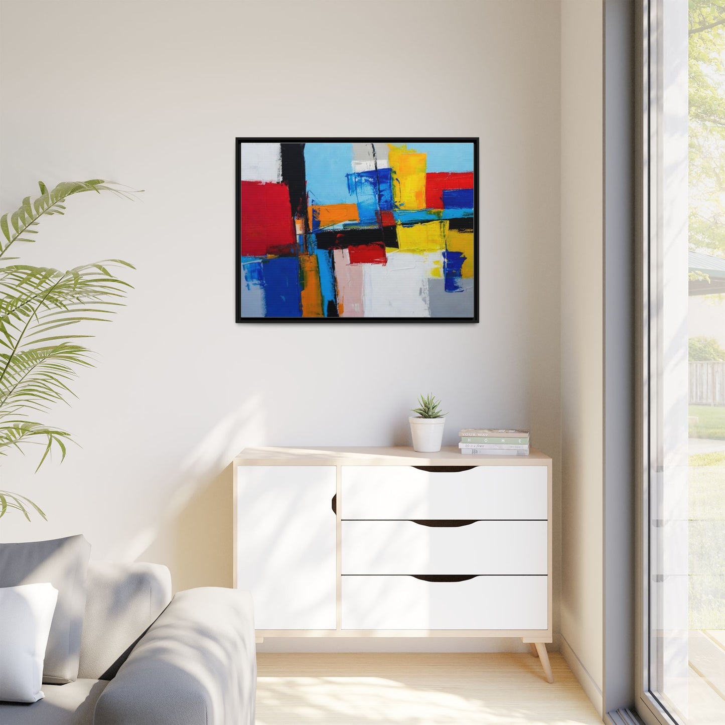 Abstract Color Block Matte Canvas Framed Wall Art
