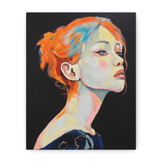 Contemplative Portrait Matte Canvas Wall Art — Colorful Female Profile Painting