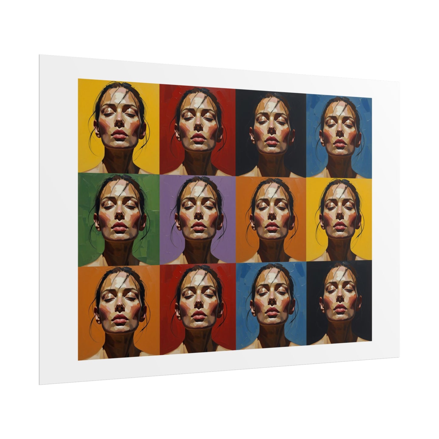 Rolled Poster — Pop Art Portrait Wall Print (Color Grid, 12-Panel)