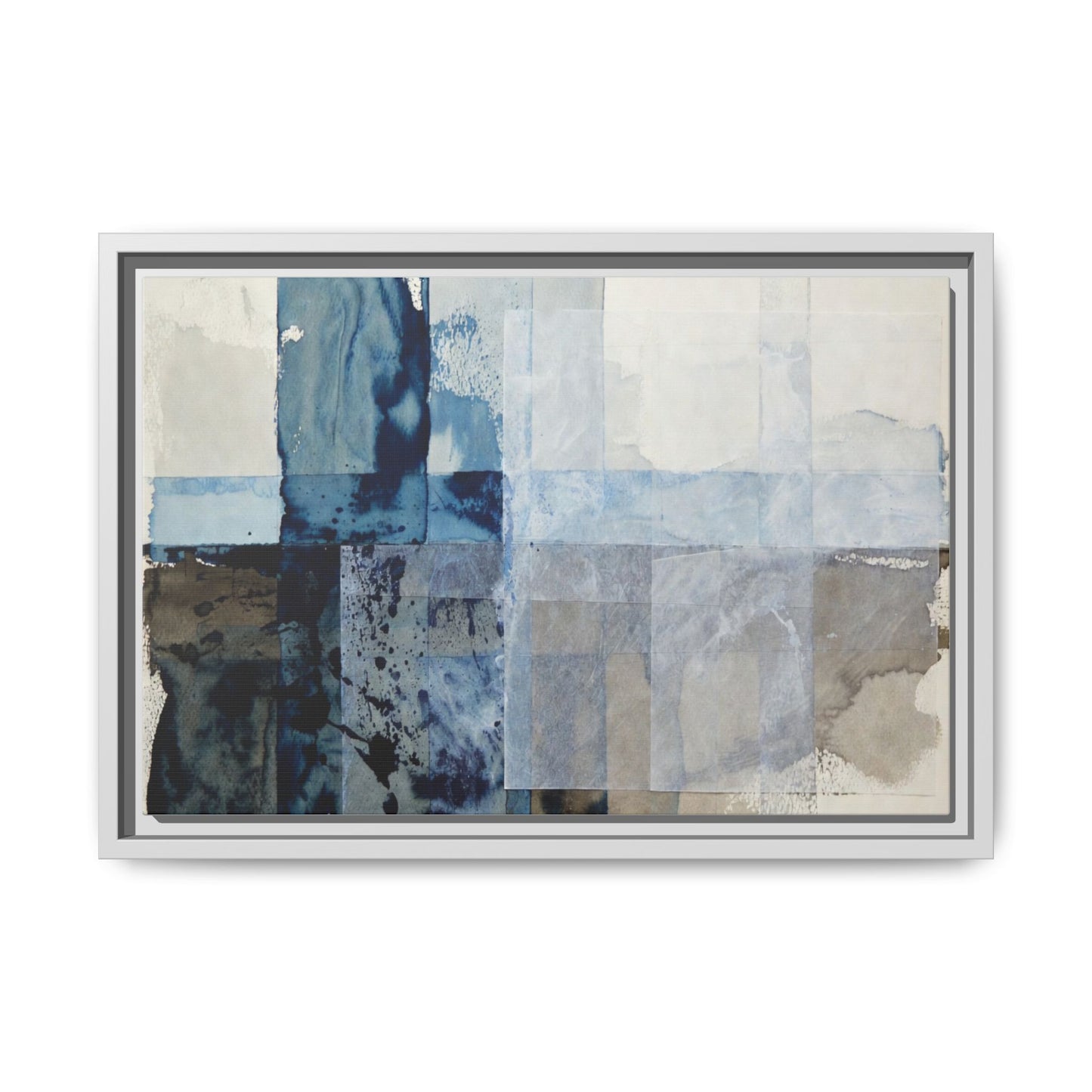 Abstract Coastal Blue Framed Canvas Art