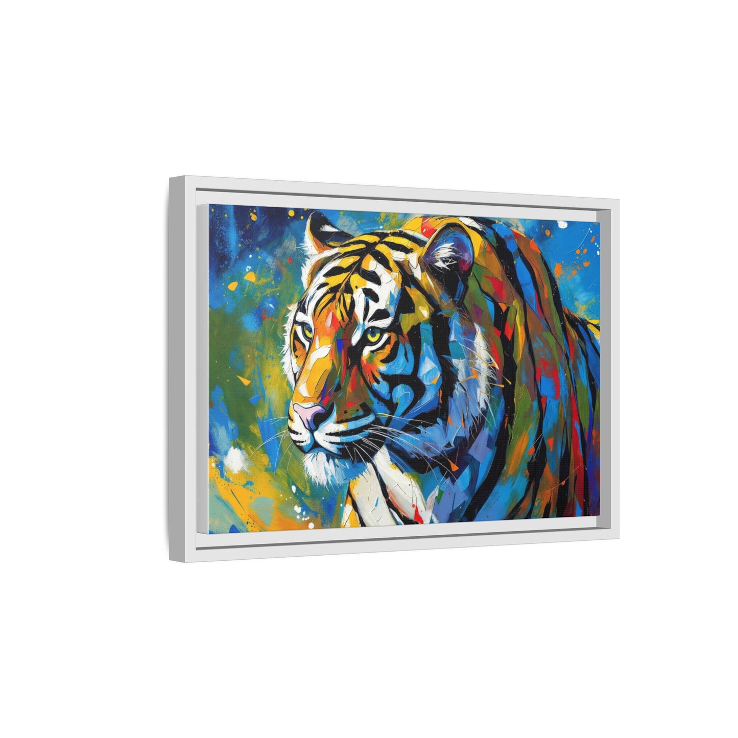 Colorful Tiger Matte Canvas Framed Art — Vibrant Wildlife Wall Decor