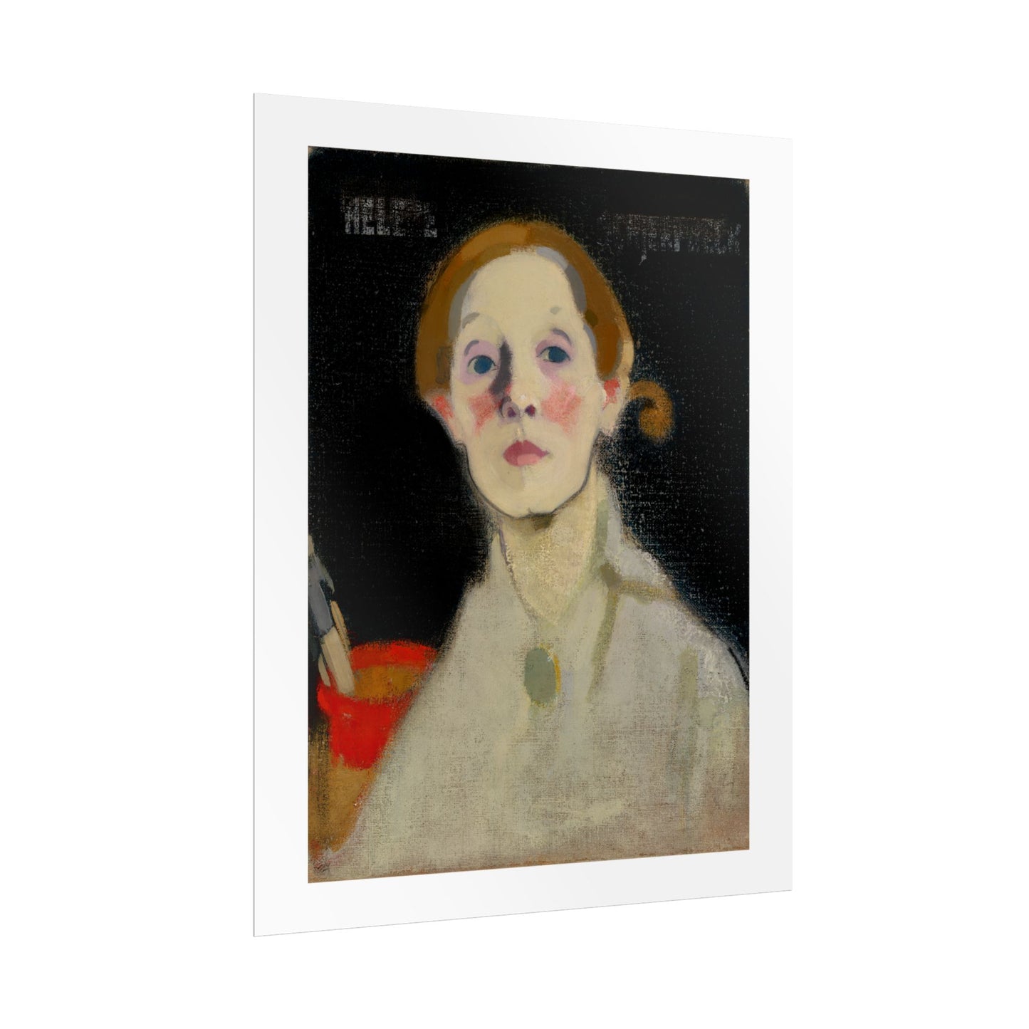 Self-Portrait Black Background by Helene Schjerfbeck Wall Art Print