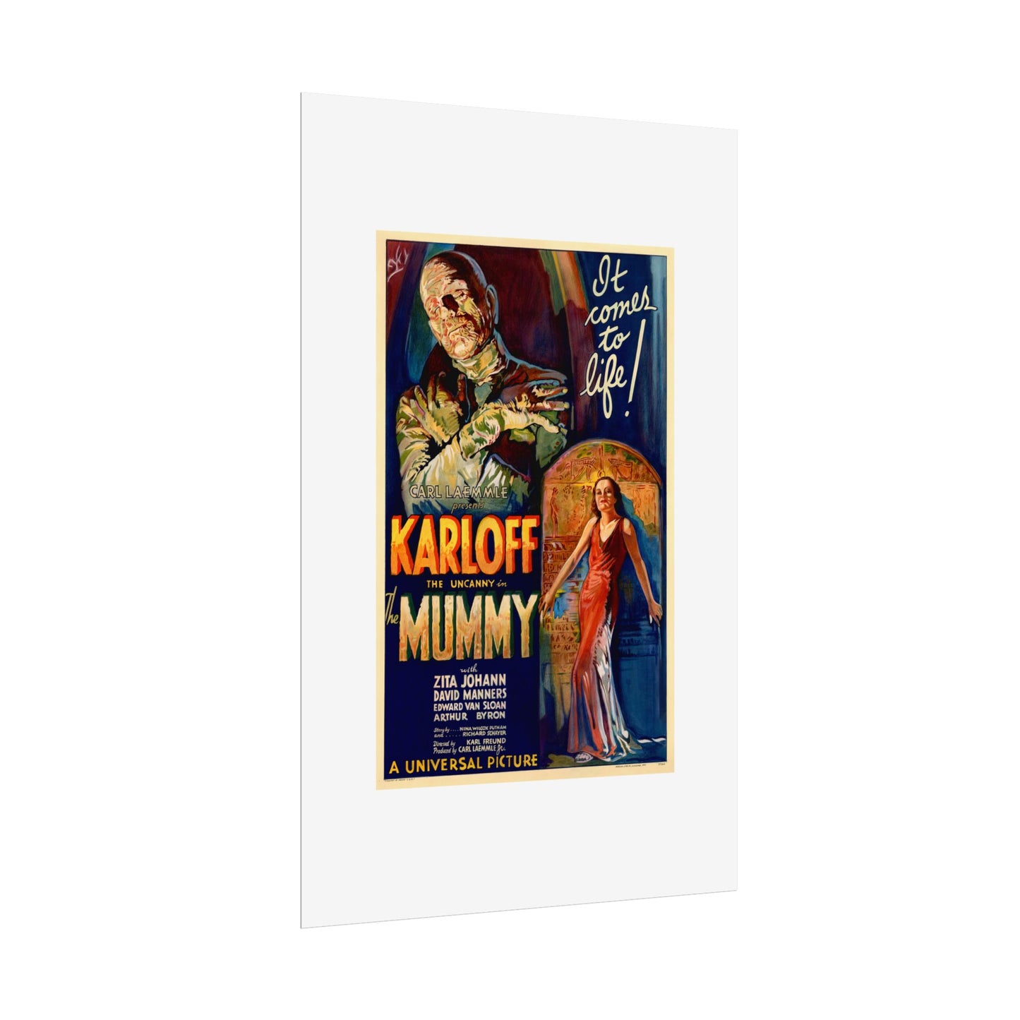 The Mummy 1932 film poster by Karoly Grosz Wall Art Print (Karloff "It Comes to Life!")