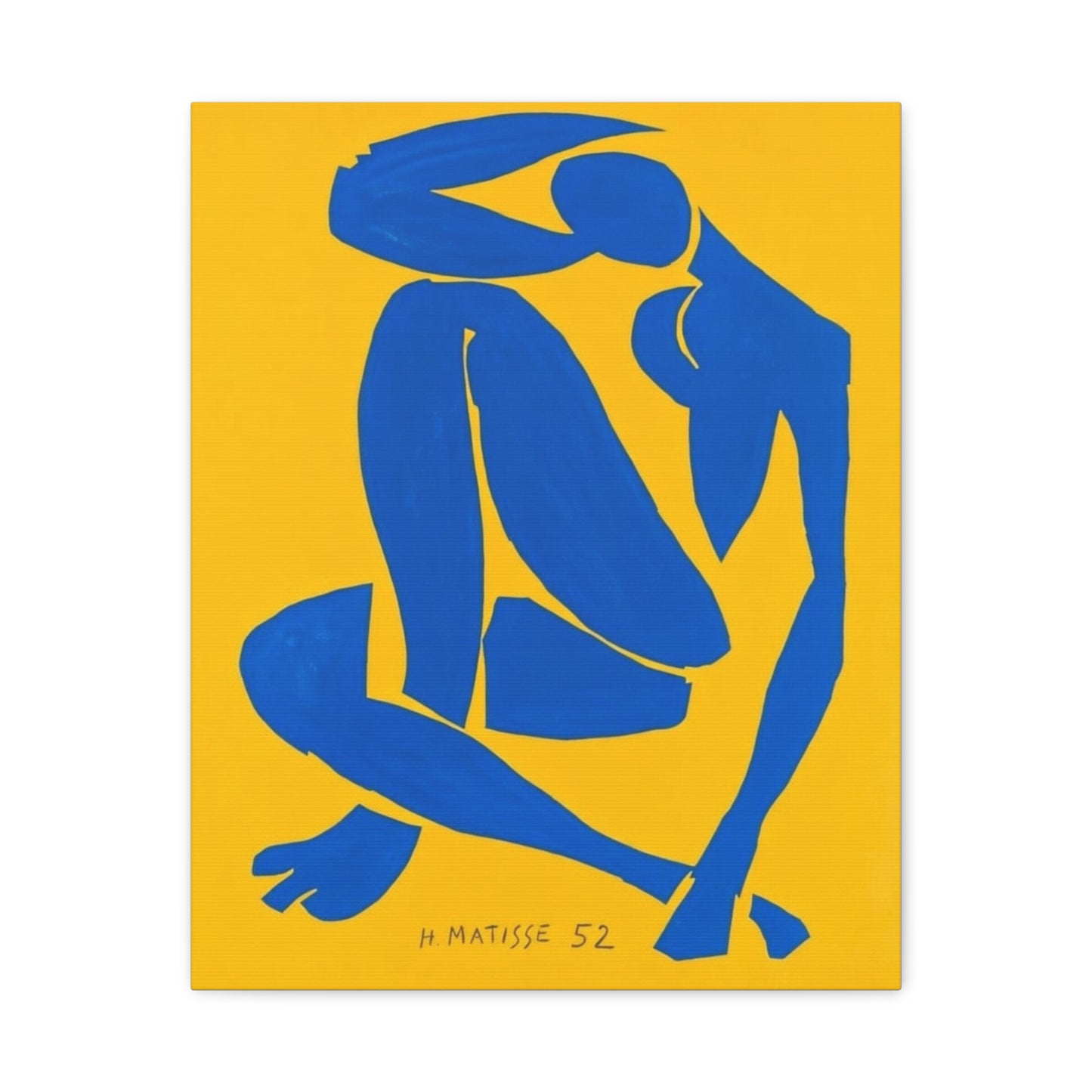Blue Matisse Nude Silhouette Matte Canvas Print — Modern Yellow Wall Art
