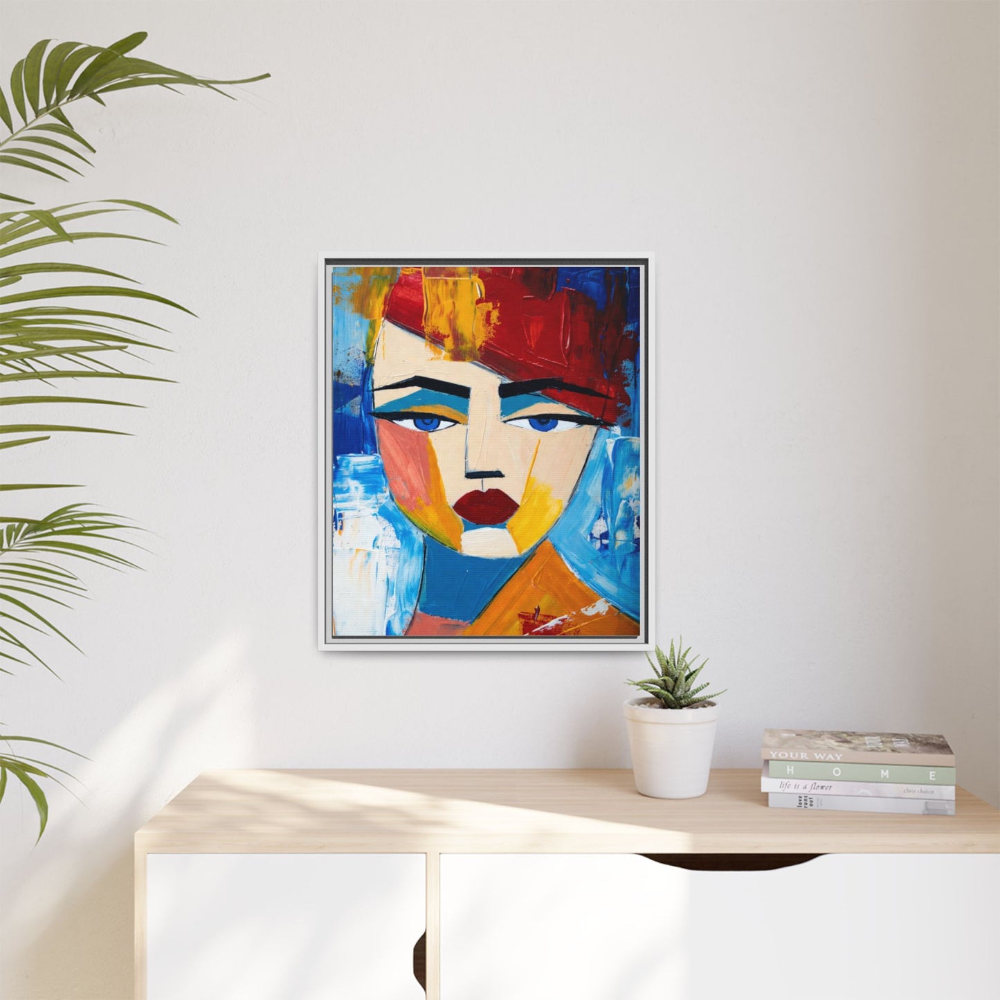 Abstract Colorful Portrait Framed Canvas Art
