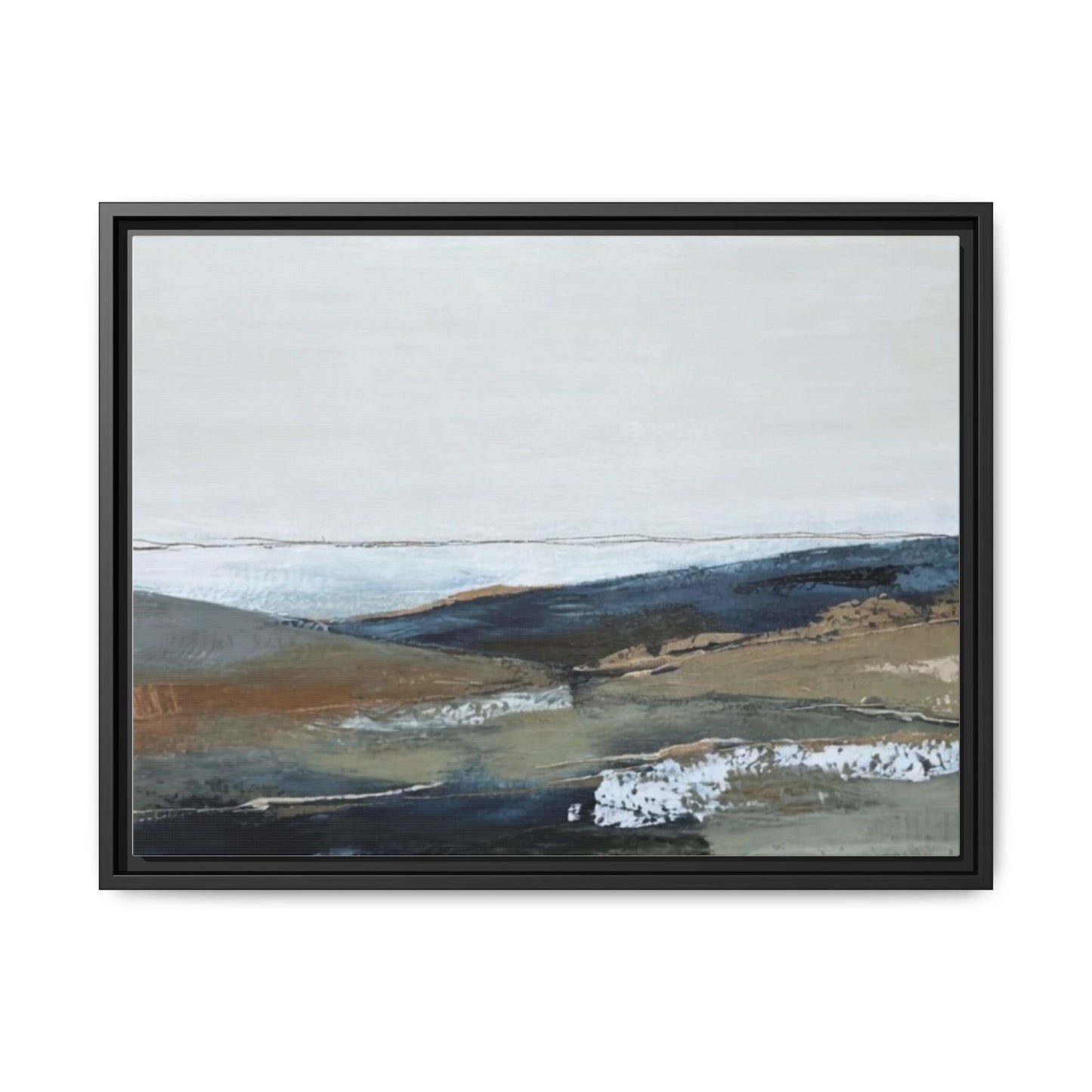 Framed Matte Canvas Wall Art — Serene Coastal Abstract Landscape