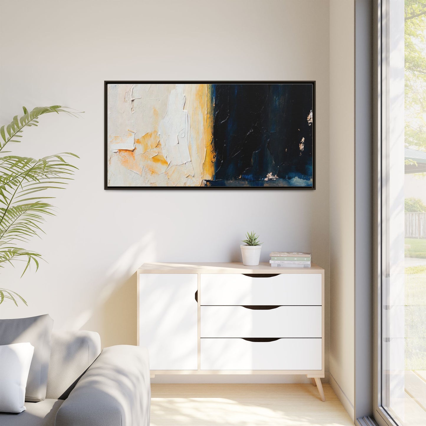 Abstract Coastal Texture Framed Canvas Art — Matte Multi-Color Wall Print