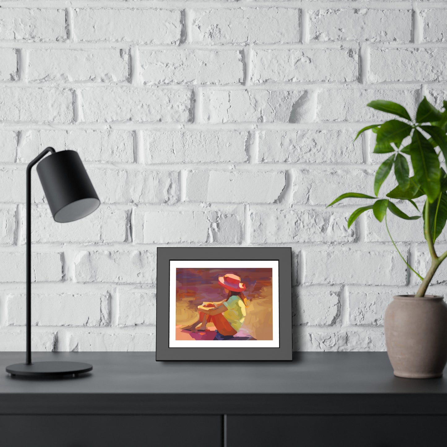 Framed Poster — Vibrant Coastal Girl Illustration, Summer Beach Wall Art