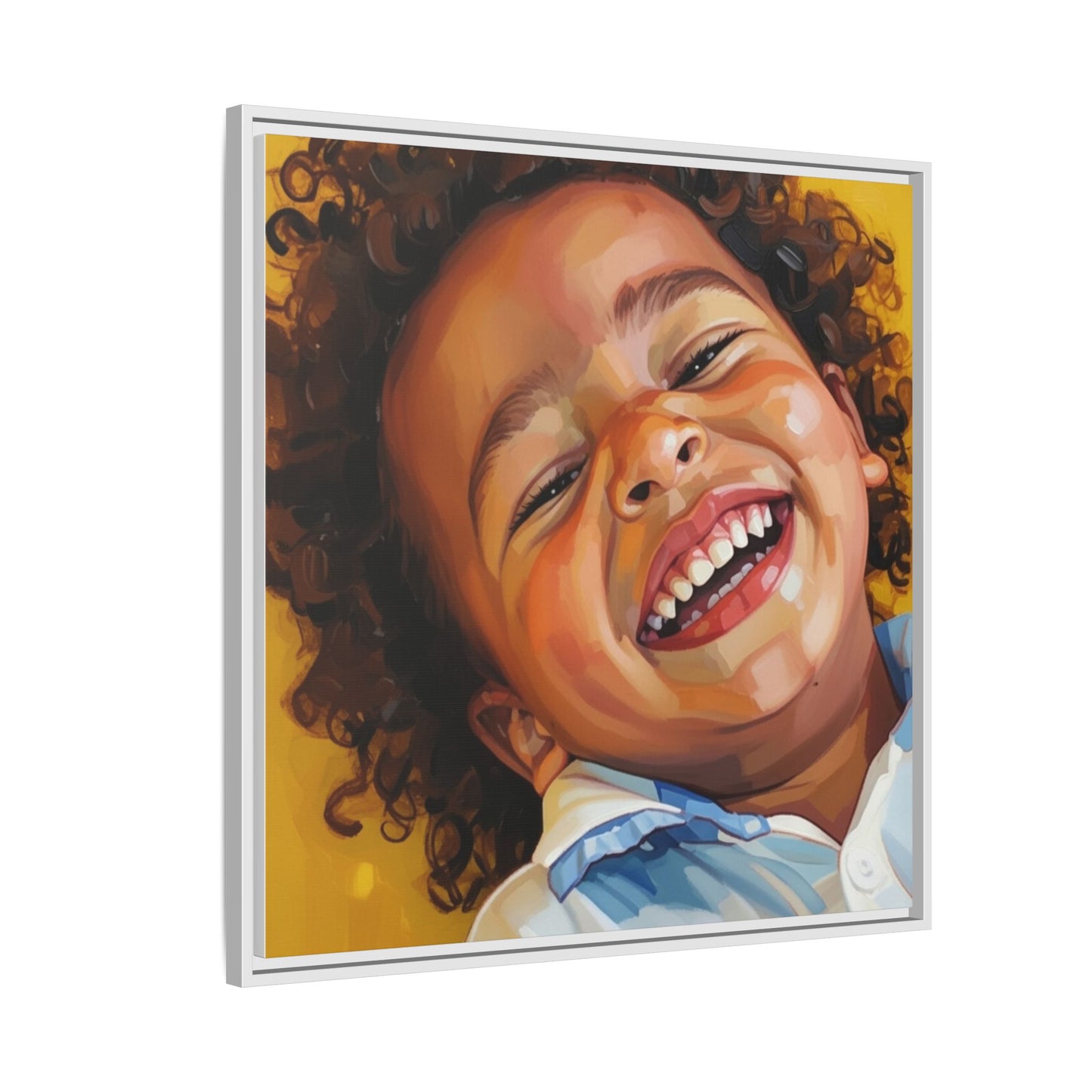 Framed Matte Canvas Print – Joyful Child Portrait, Colorful Nursery Wall Art