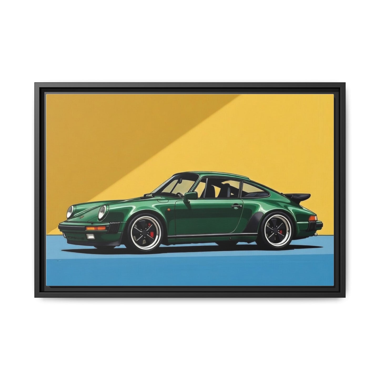 Framed Matte Canvas — Green Sports Car Wall Art