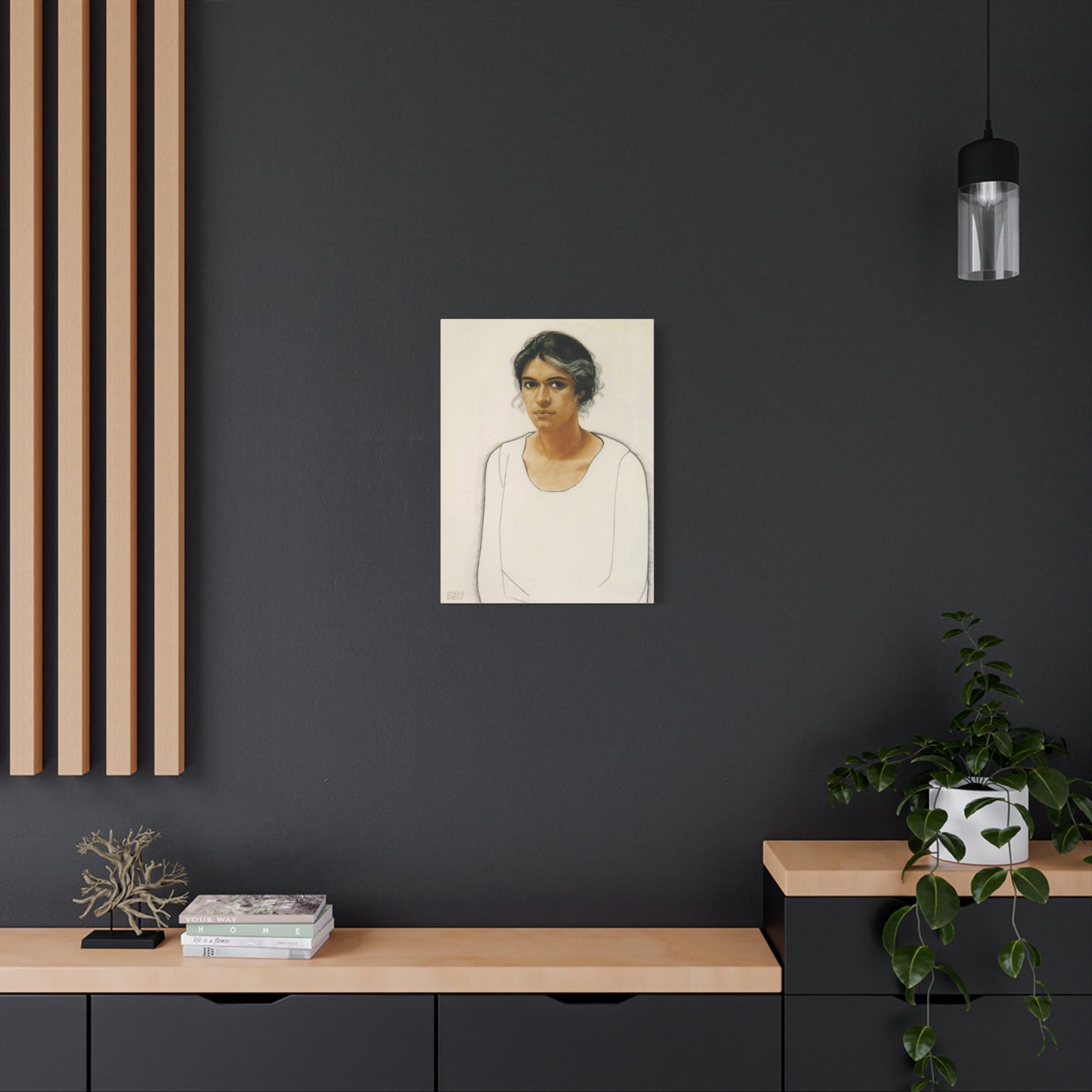 Portrait of a Woman by Winold Reiss Canvas Print – Matte Stretched Wall Art