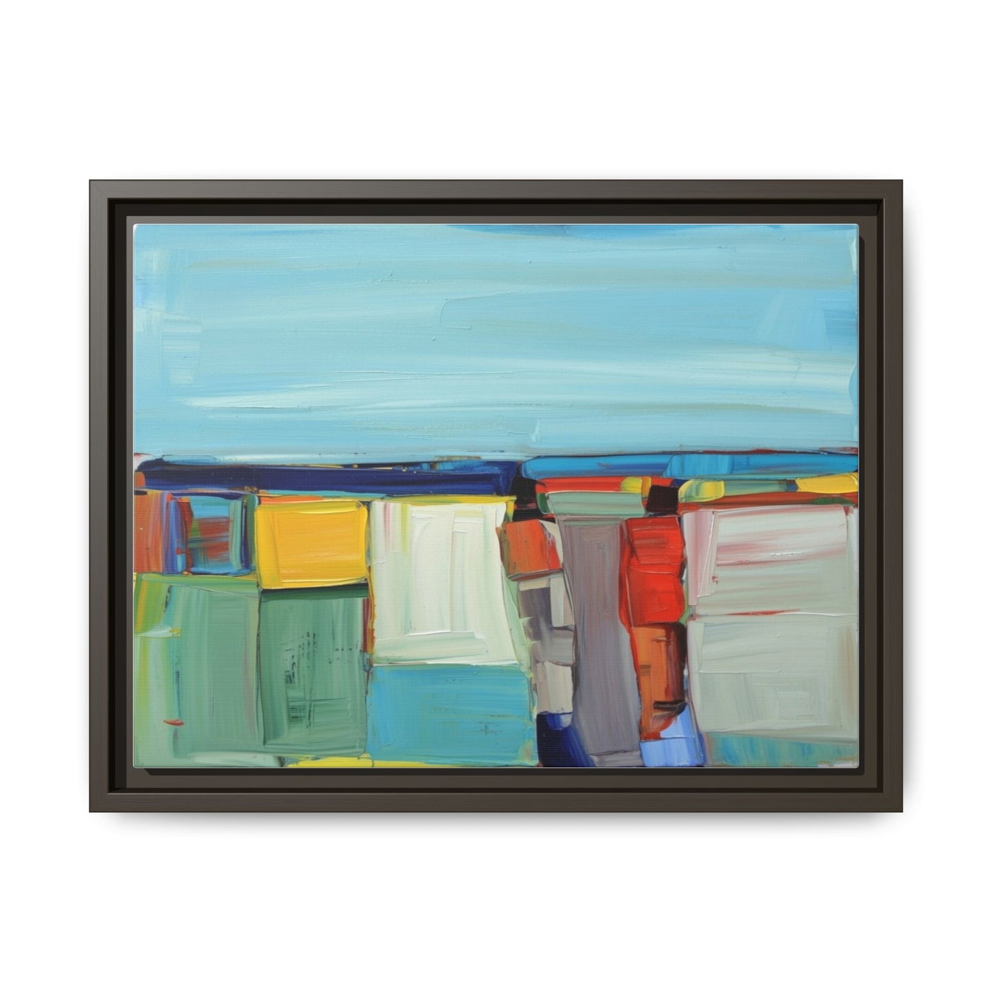 Abstract Coastal Blocks Matte Canvas Print (Framed)